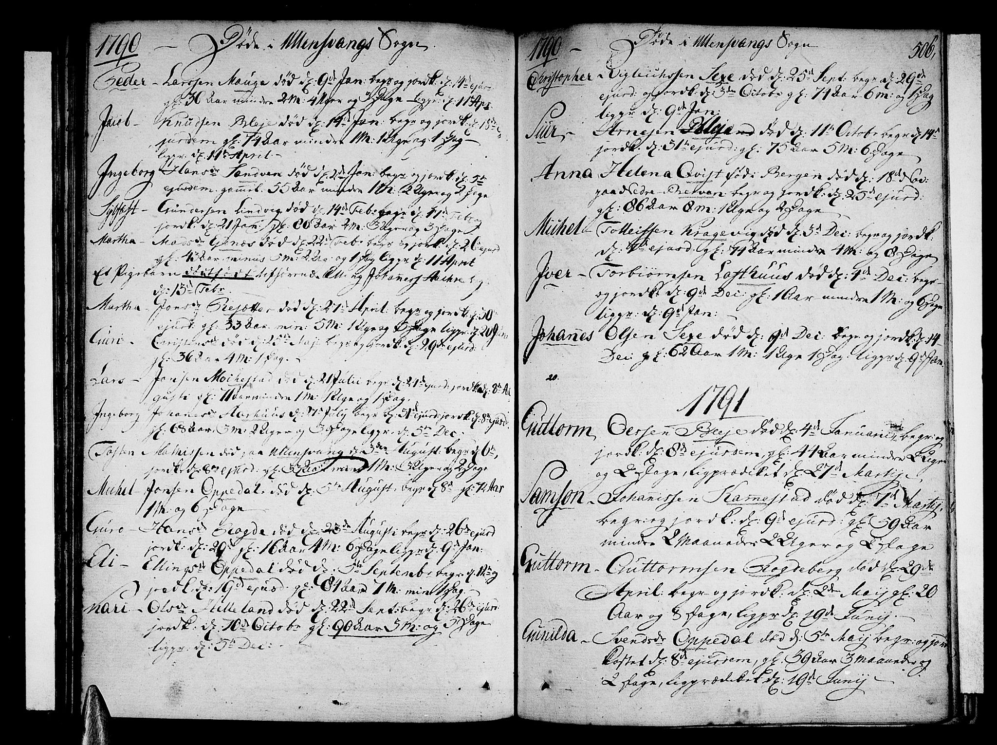 Ullensvang sokneprestembete, SAB/A-78701/H/Haa: Parish register (official) no. A 7 /1, 1788-1804, p. 505-506
