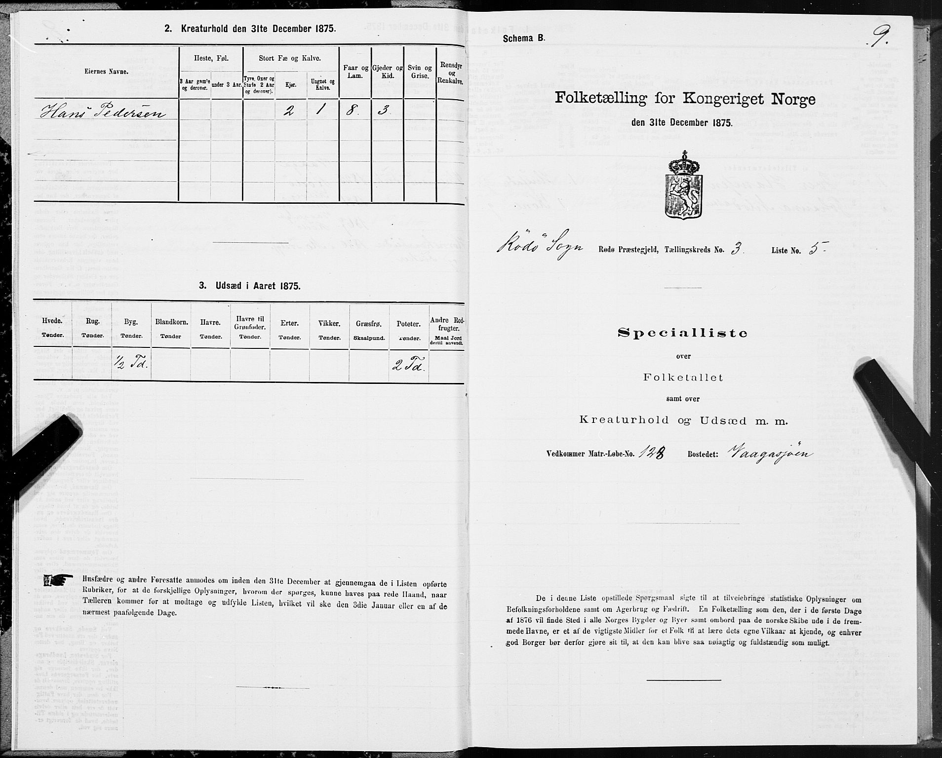 SAT, 1875 census for 1836P Rødøy, 1875, p. 2009