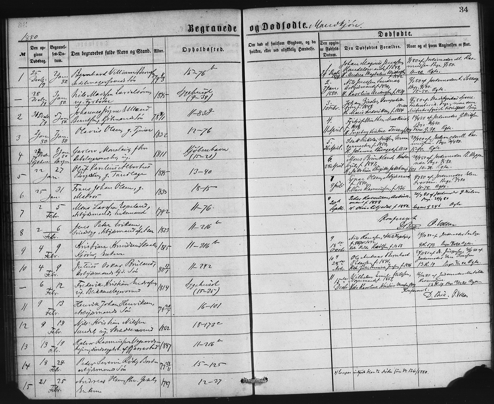 Domkirken sokneprestembete, SAB/A-74801/H/Haa: Parish register (official) no. E 4, 1877-1881, p. 34