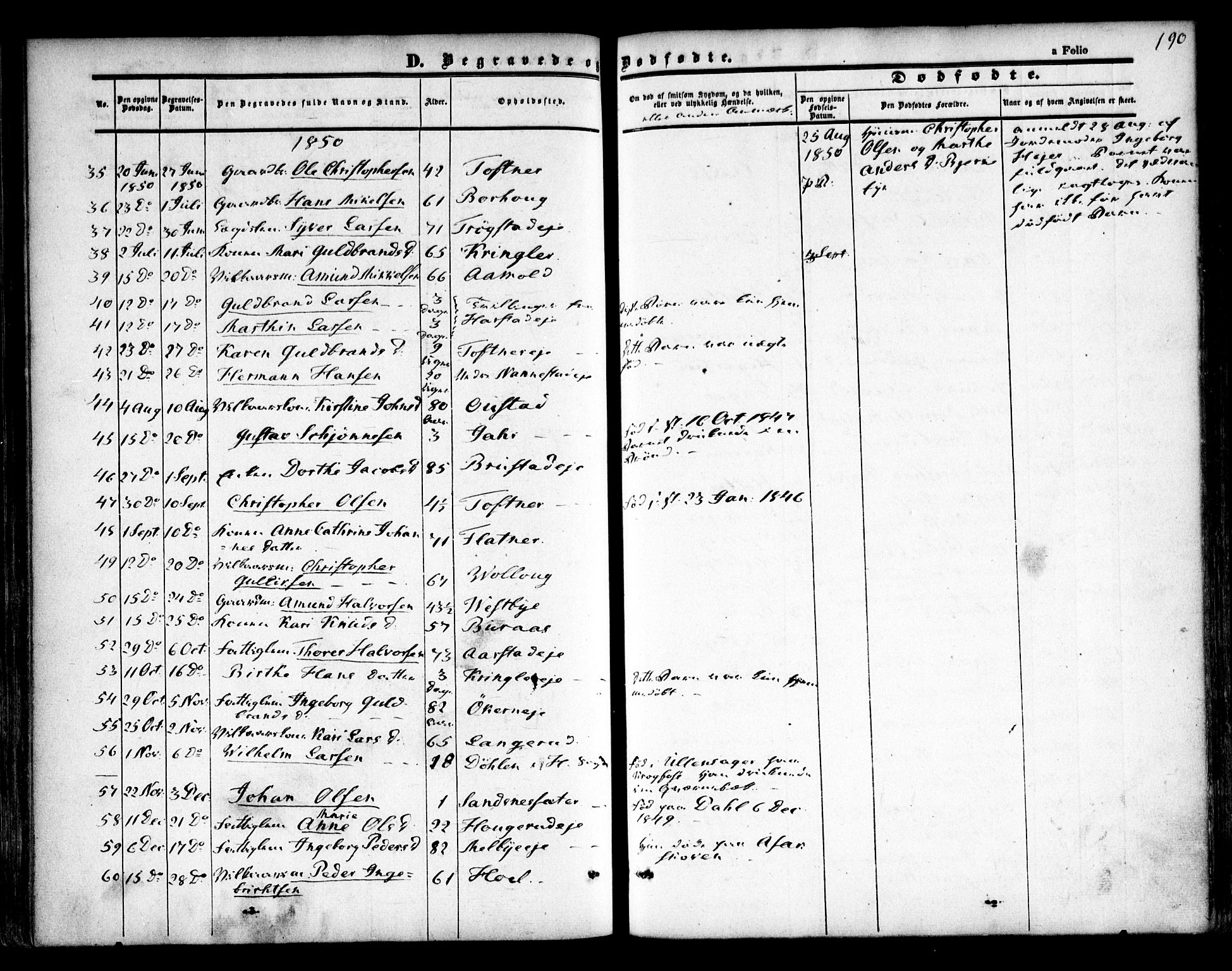 Nannestad prestekontor Kirkebøker, SAO/A-10414a/F/Fa/L0011: Parish register (official) no. I 11, 1850-1859, p. 190