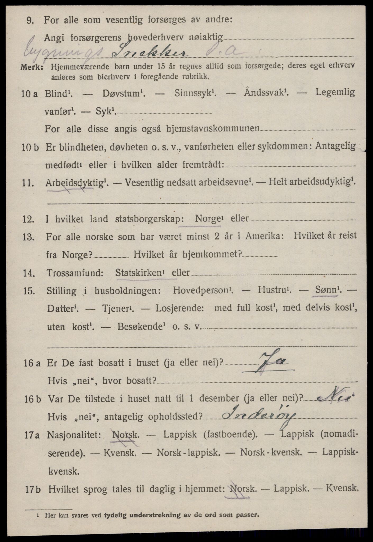 SAT, 1920 census for Strinda, 1920, p. 22217