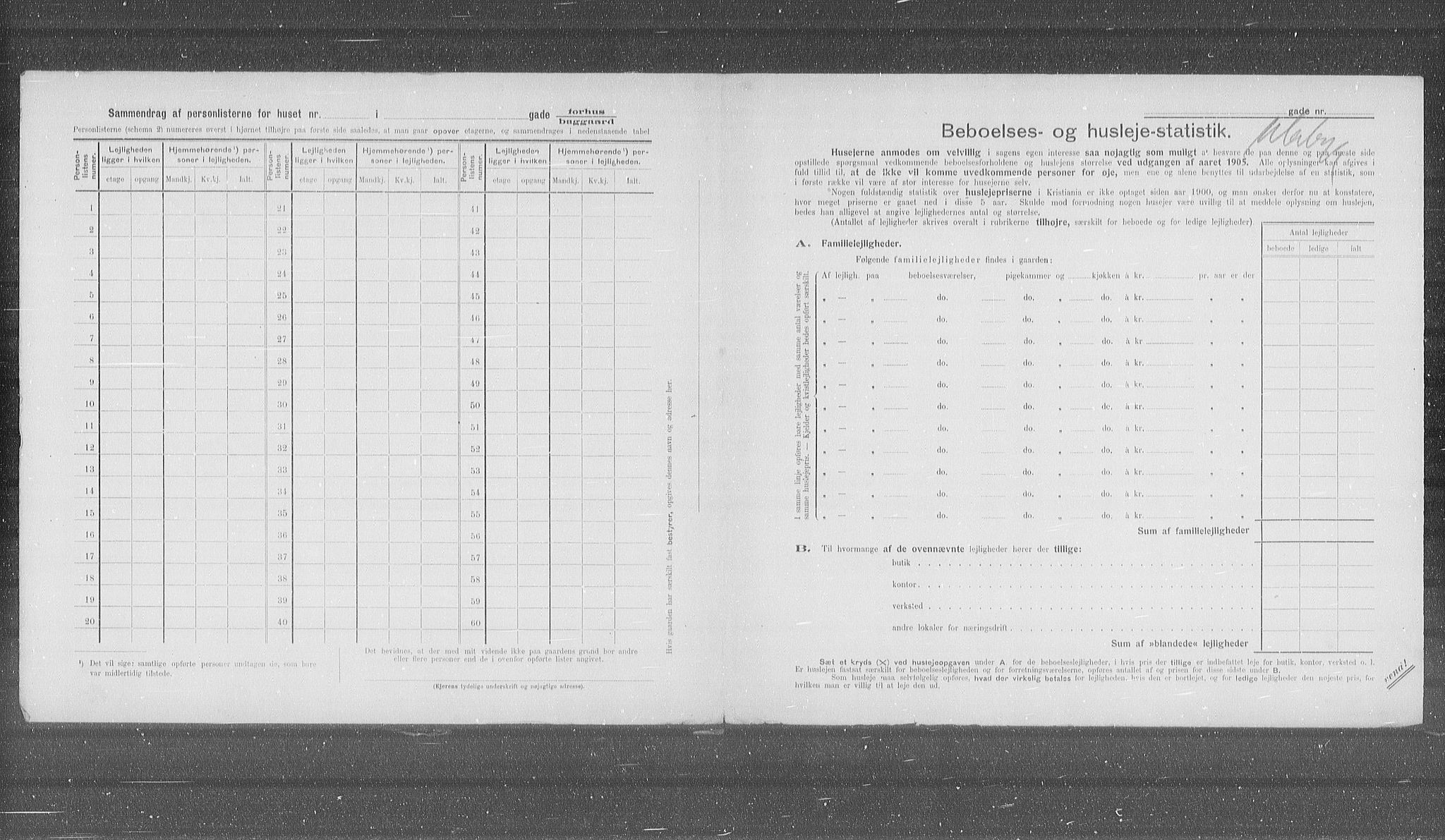 OBA, Municipal Census 1905 for Kristiania, 1905, p. 54661