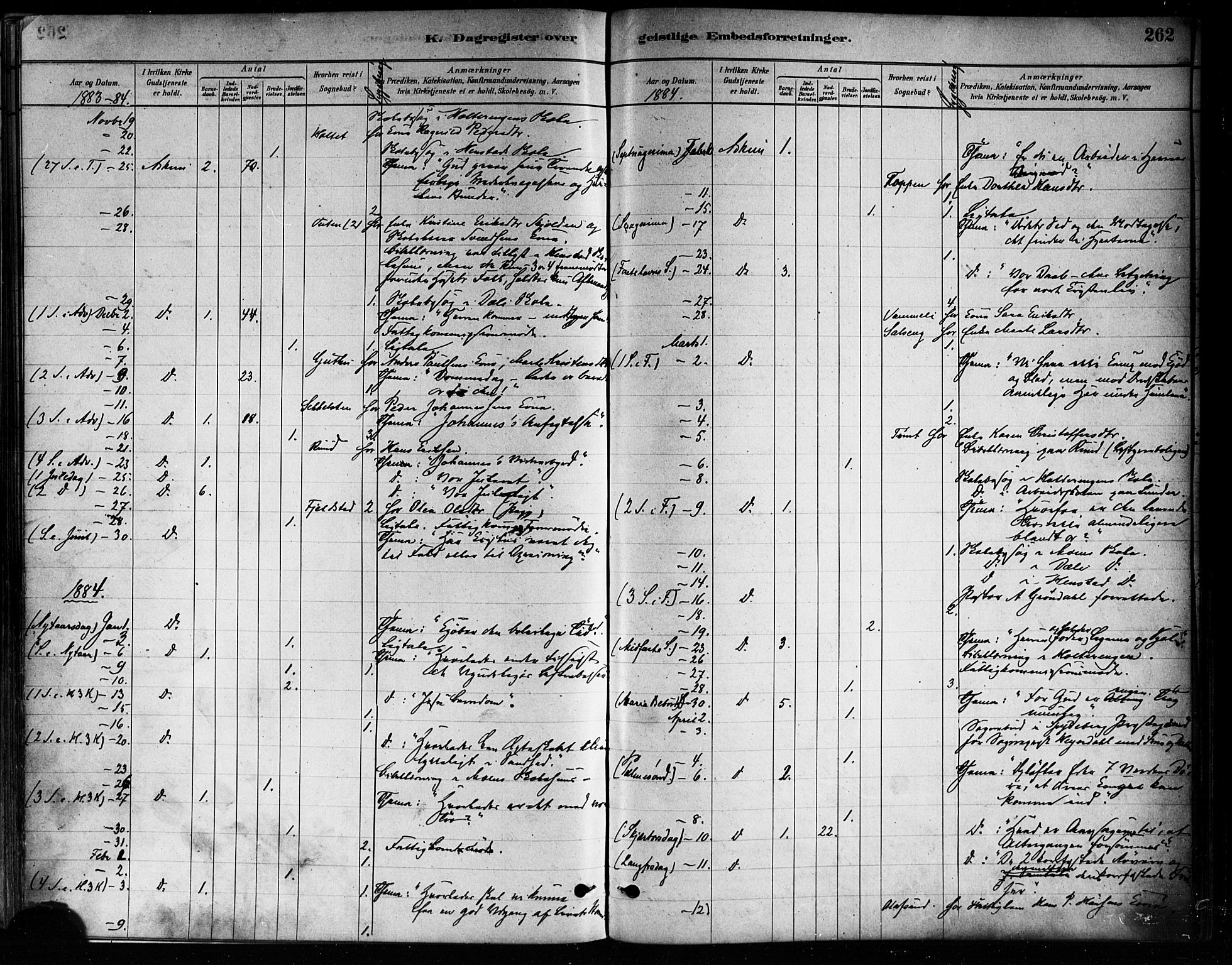 Askim prestekontor Kirkebøker, SAO/A-10900/F/Fa/L0007: Parish register (official) no. 7, 1882-1897, p. 262