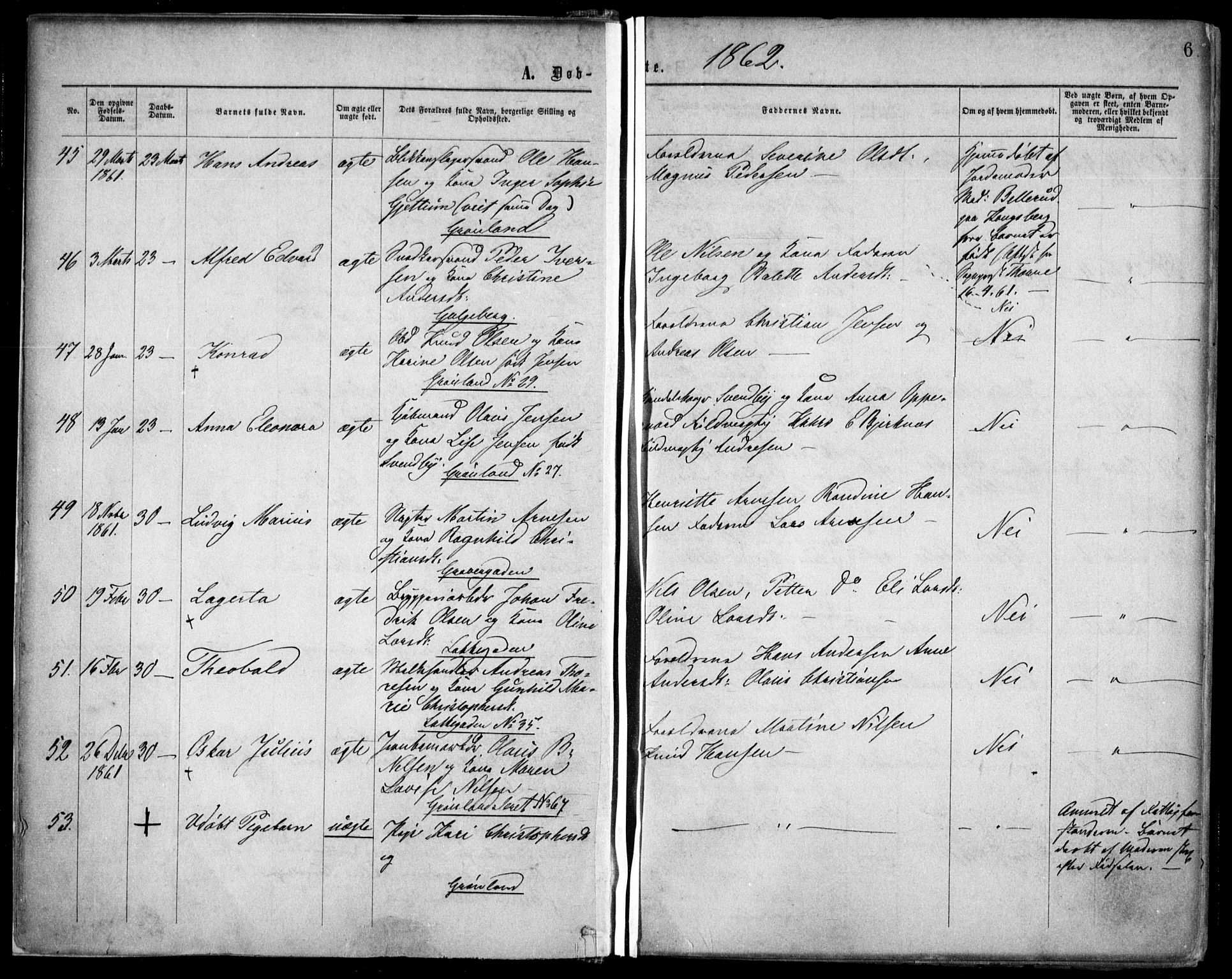 Grønland prestekontor Kirkebøker, AV/SAO-A-10848/F/Fa/L0002: Parish register (official) no. 2, 1862-1868, p. 6