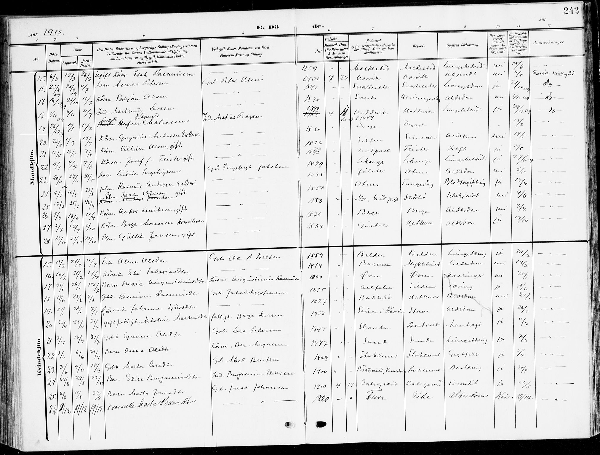 Selje sokneprestembete, AV/SAB-A-99938/H/Ha/Haa/Haab: Parish register (official) no. B 3, 1908-1923, p. 242