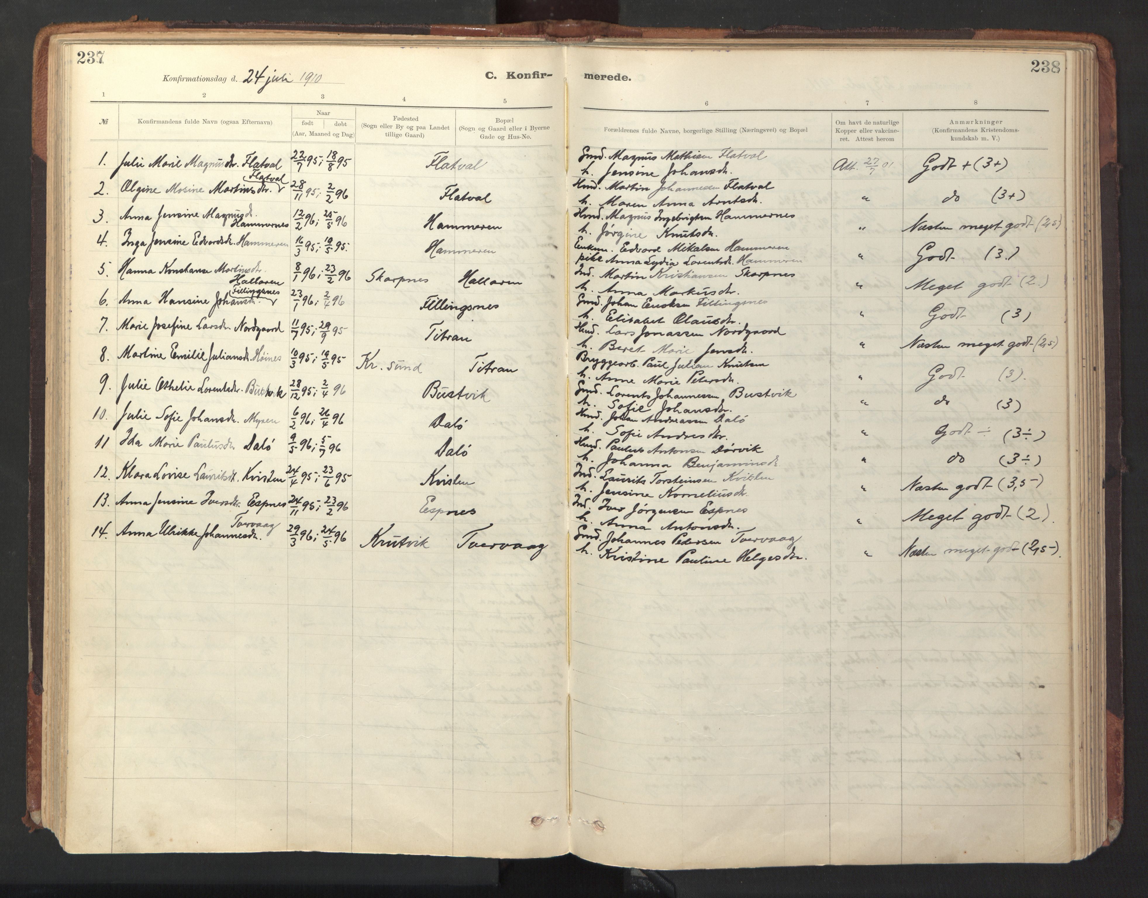 Ministerialprotokoller, klokkerbøker og fødselsregistre - Sør-Trøndelag, AV/SAT-A-1456/641/L0596: Parish register (official) no. 641A02, 1898-1915, p. 237-238