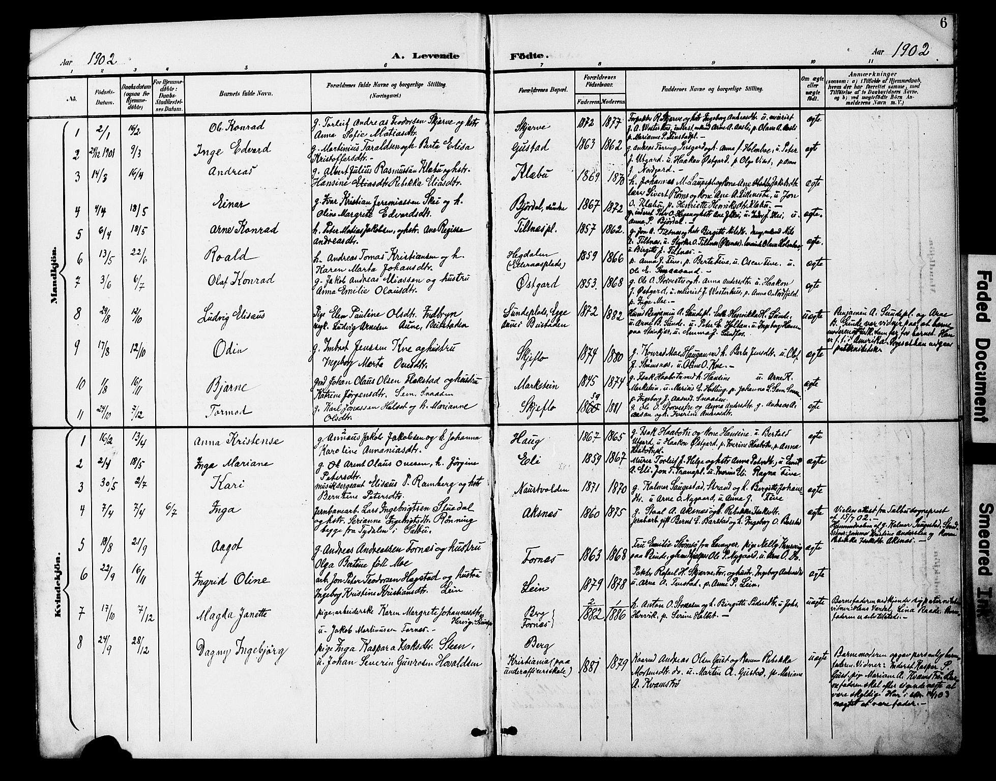 Ministerialprotokoller, klokkerbøker og fødselsregistre - Nord-Trøndelag, SAT/A-1458/746/L0452: Parish register (official) no. 746A09, 1900-1908, p. 6