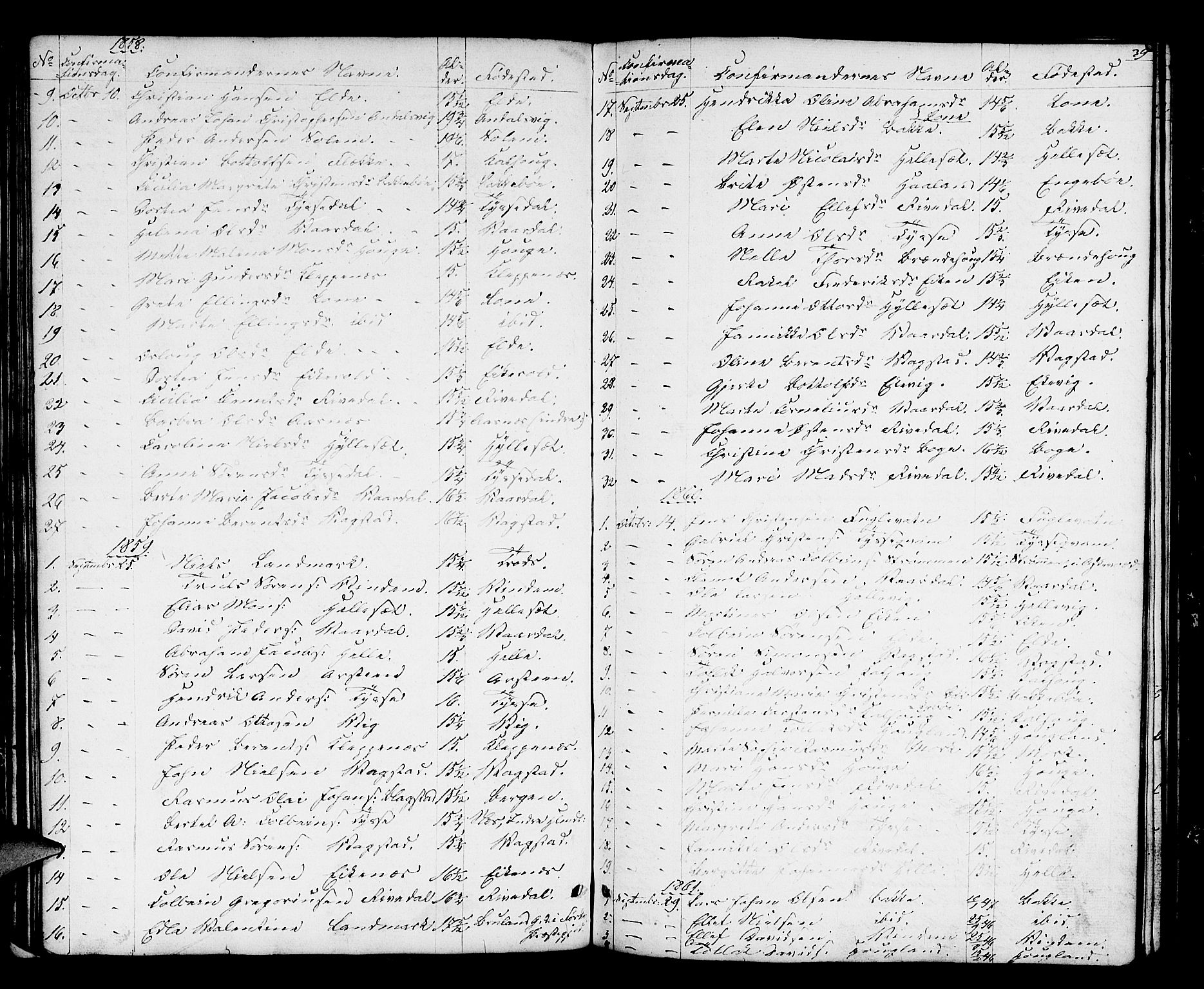 Fjaler sokneprestembete, AV/SAB-A-79801/H/Hab/Haba/L0002: Parish register (copy) no. A 2, 1846-1864, p. 39