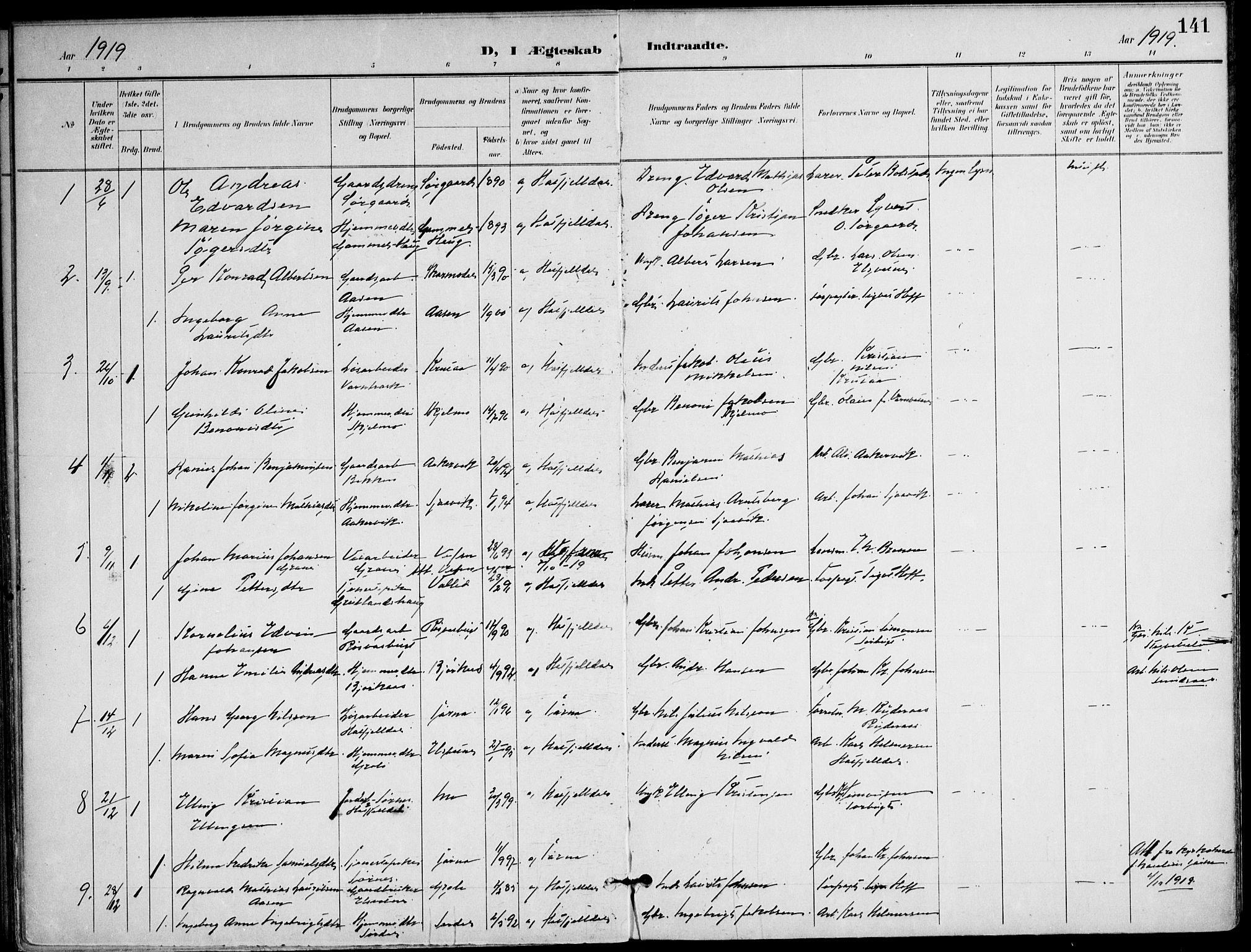 Ministerialprotokoller, klokkerbøker og fødselsregistre - Nordland, SAT/A-1459/823/L0326: Parish register (official) no. 823A03, 1899-1919, p. 141