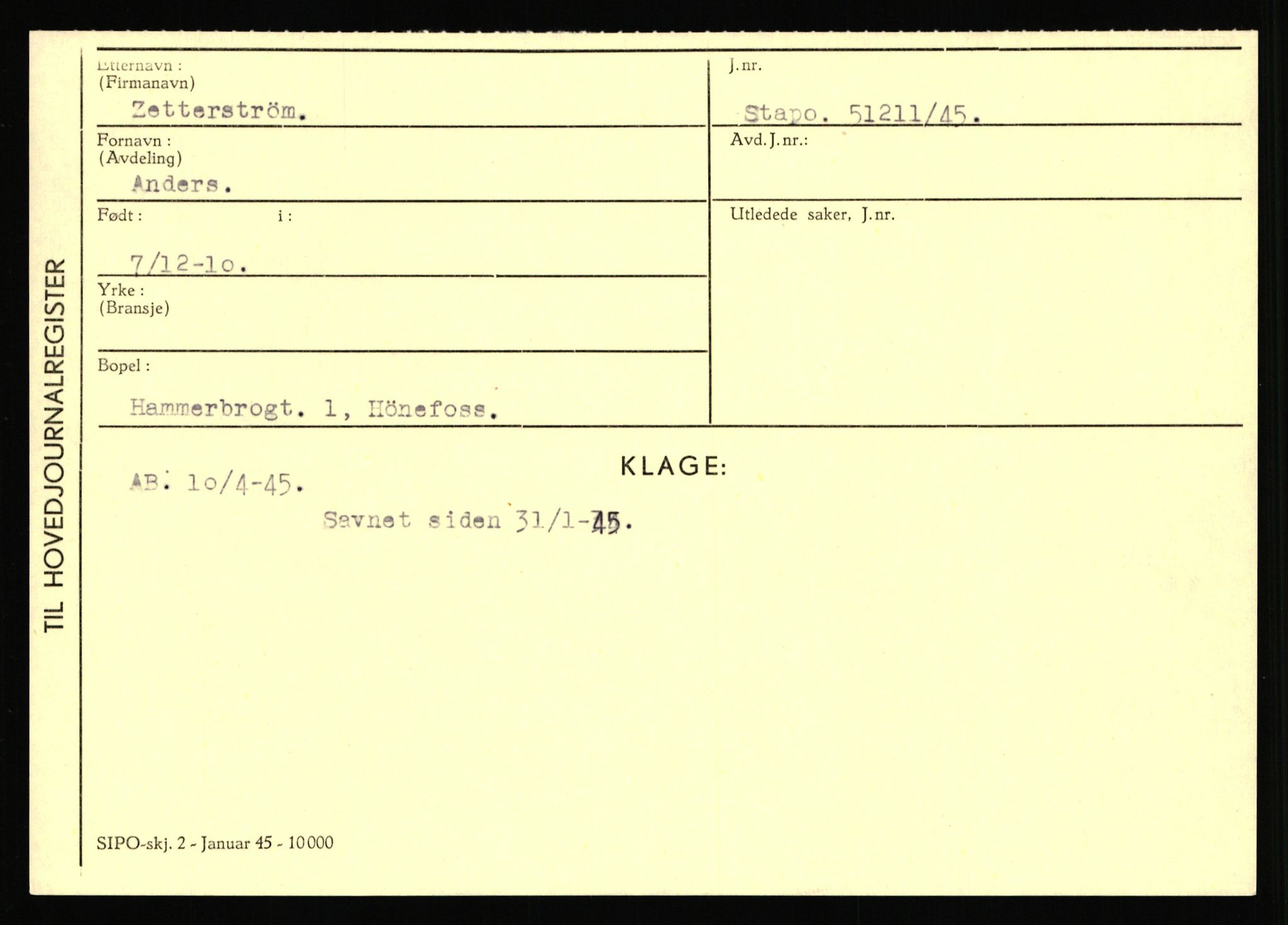 Statspolitiet - Hovedkontoret / Osloavdelingen, AV/RA-S-1329/C/Ca/L0016: Uberg - Øystese, 1943-1945, p. 3312