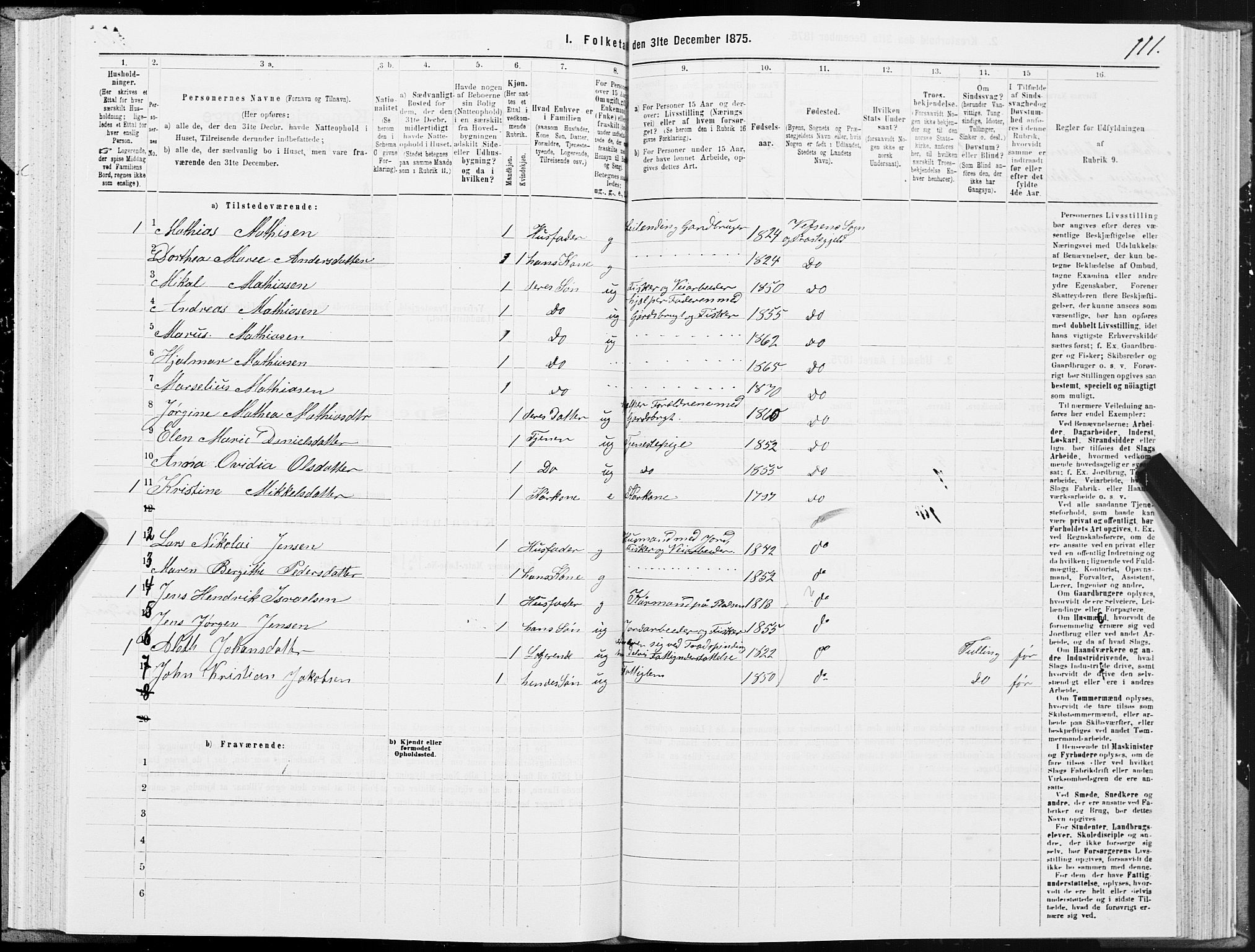 SAT, 1875 census for 1824L Vefsn/Vefsn, 1875, p. 2111