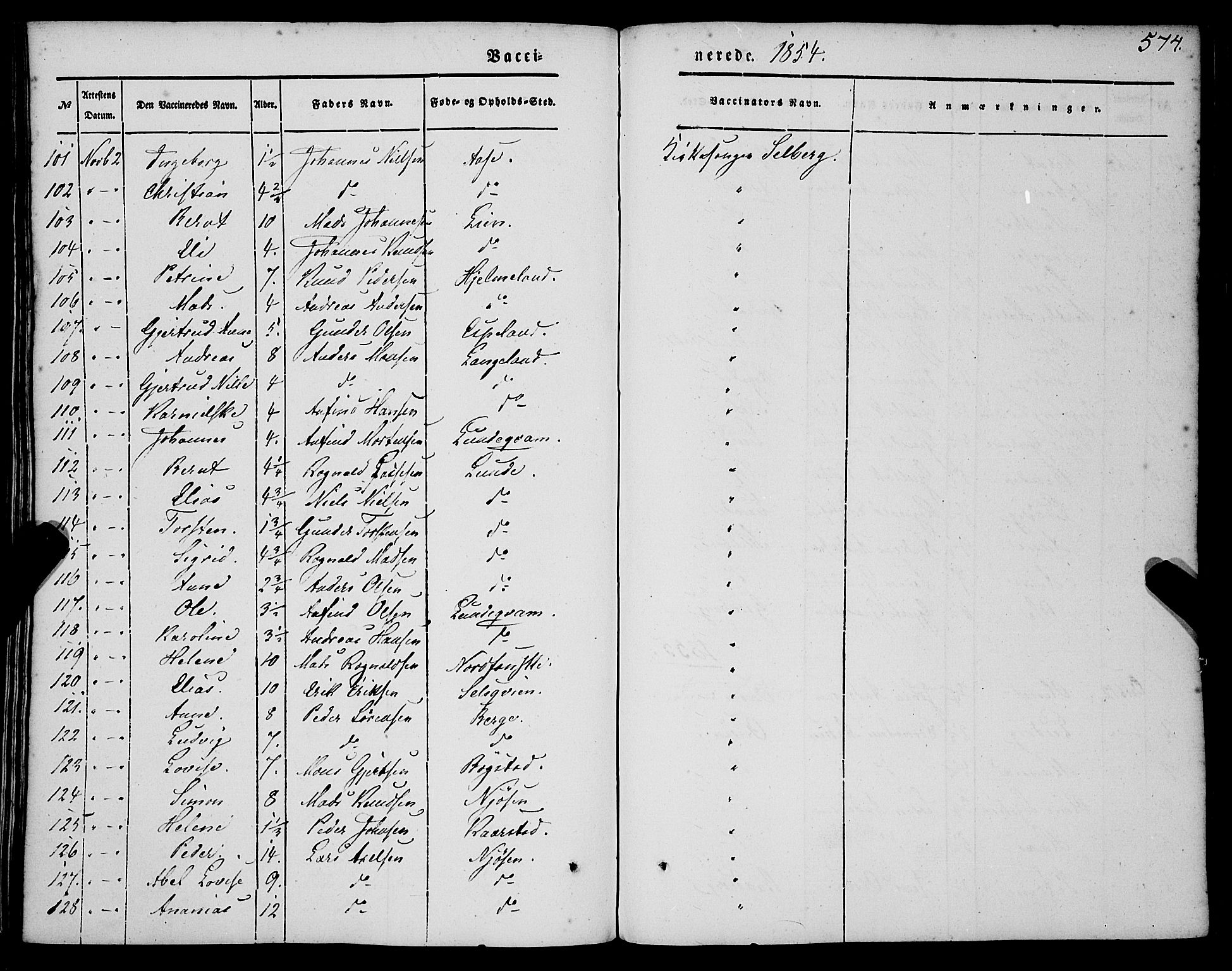 Gaular sokneprestembete, AV/SAB-A-80001/H/Haa: Parish register (official) no. A 4II, 1841-1859, p. 574