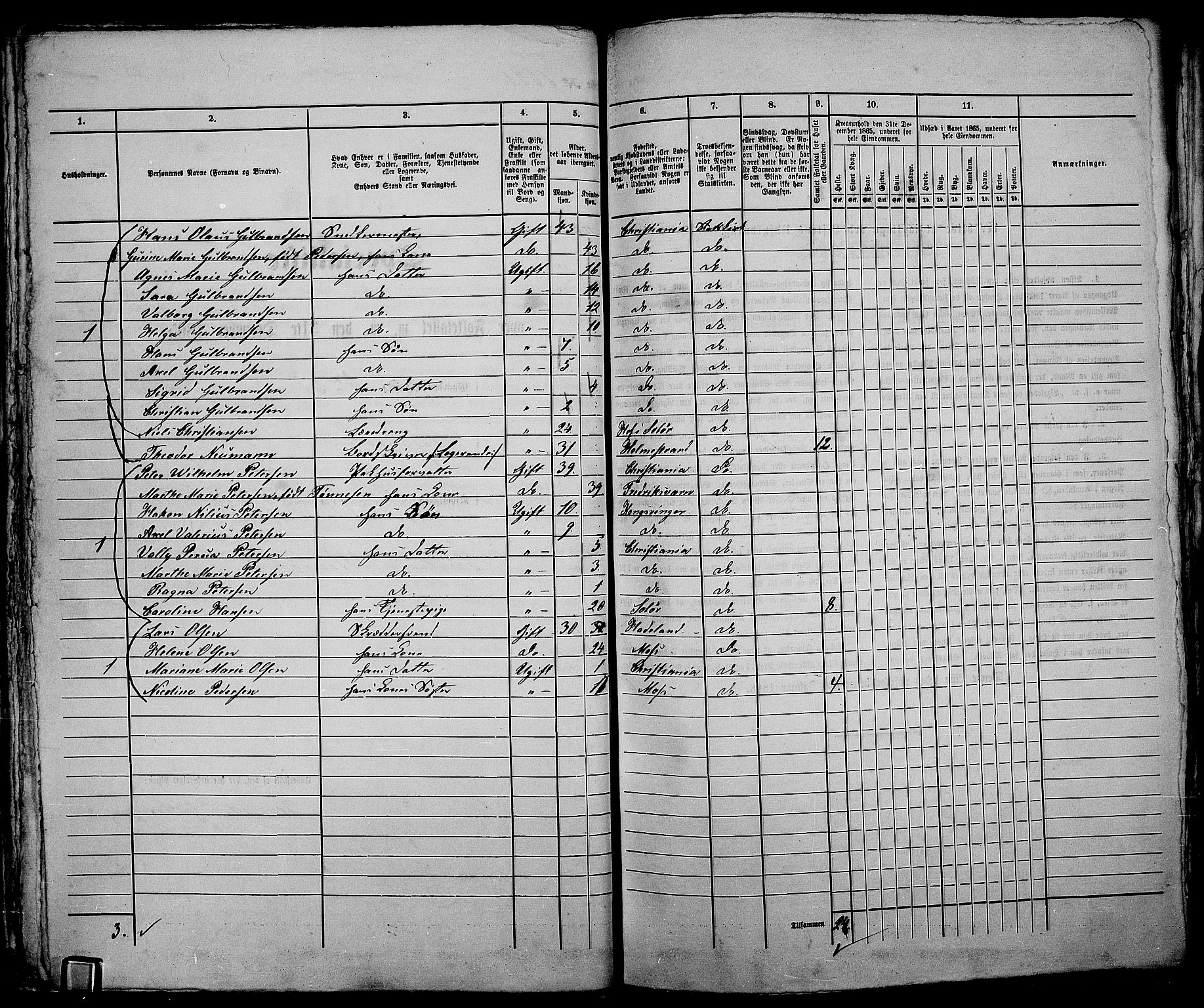 RA, 1865 census for Kristiania, 1865, p. 3682