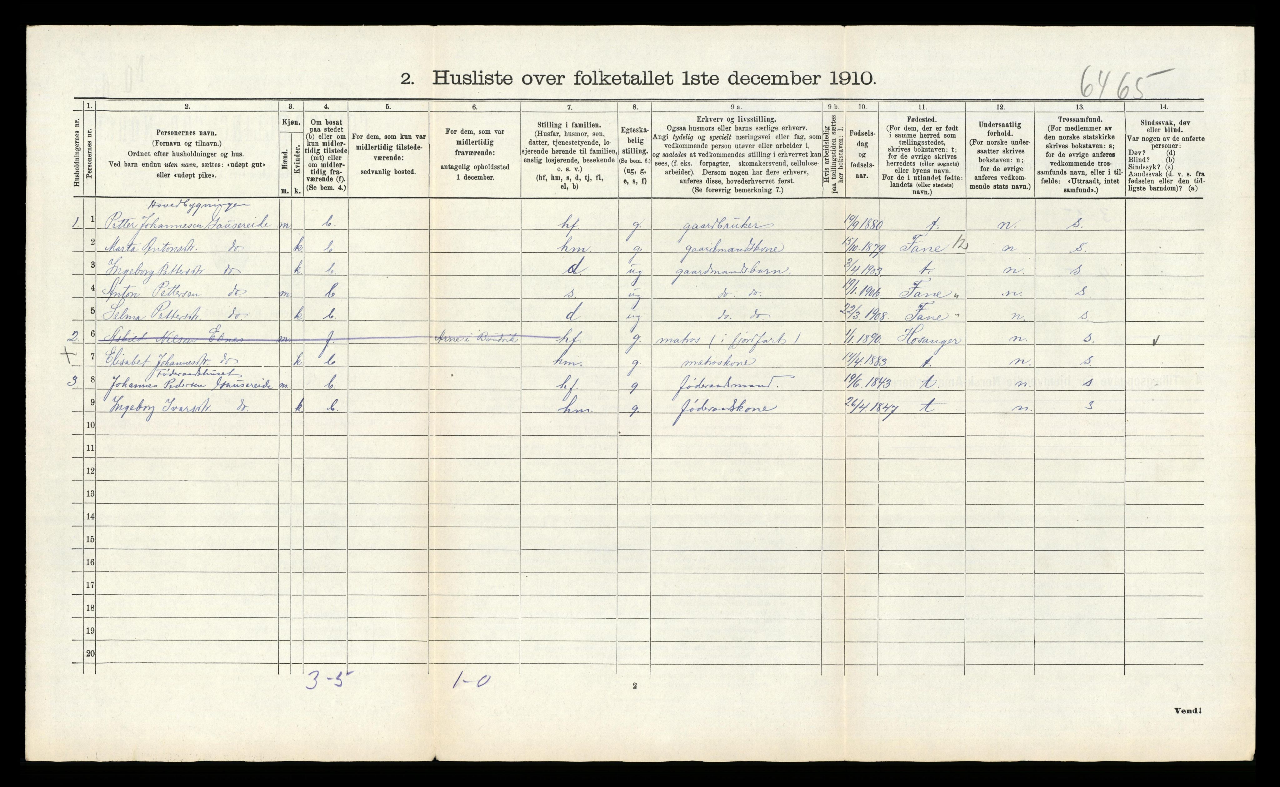 RA, 1910 census for Alversund, 1910, p. 1095