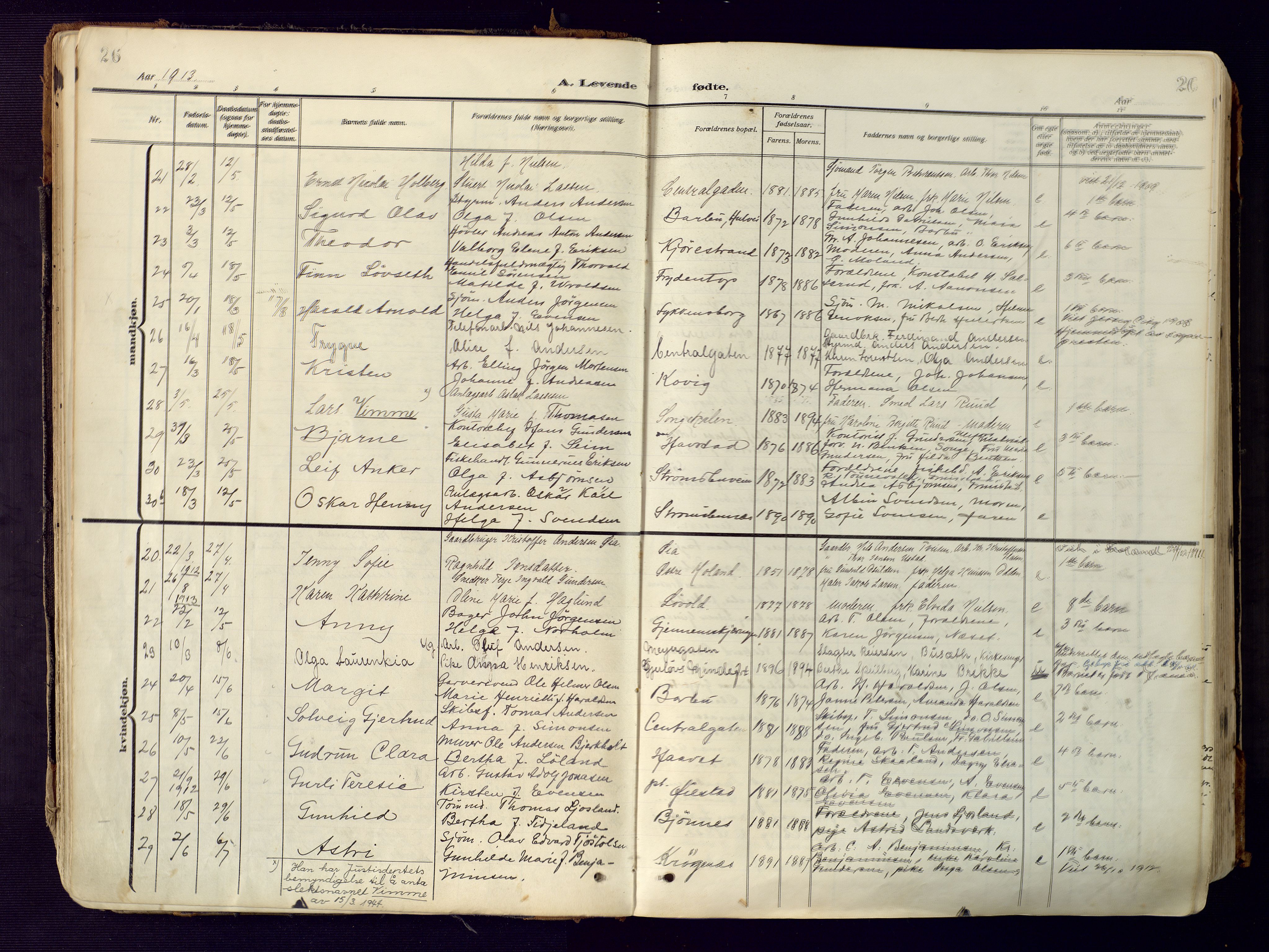 Barbu sokneprestkontor, AV/SAK-1111-0003/F/Fa/L0006: Parish register (official) no. A 6, 1910-1929, p. 26
