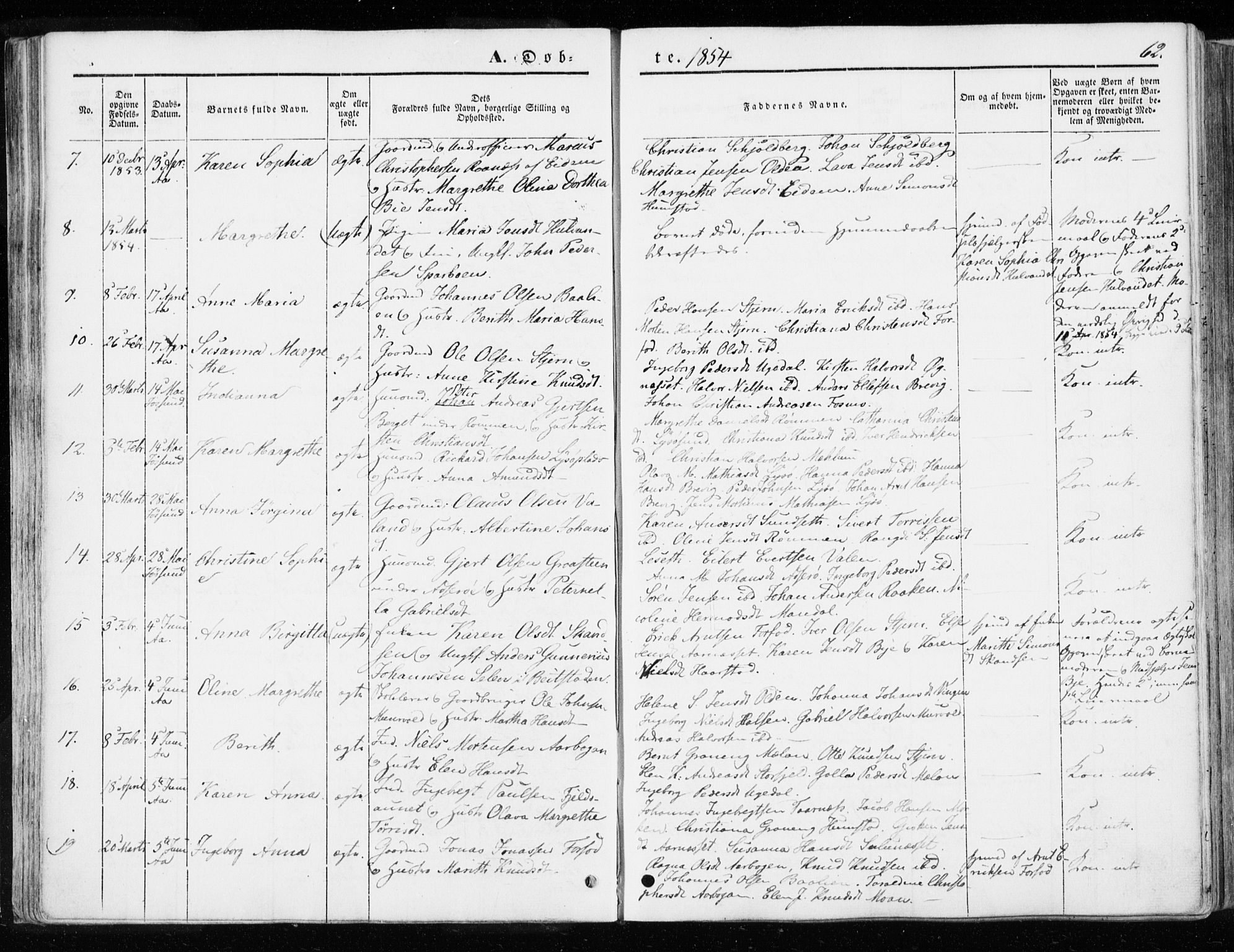 Ministerialprotokoller, klokkerbøker og fødselsregistre - Sør-Trøndelag, SAT/A-1456/655/L0677: Parish register (official) no. 655A06, 1847-1860, p. 62