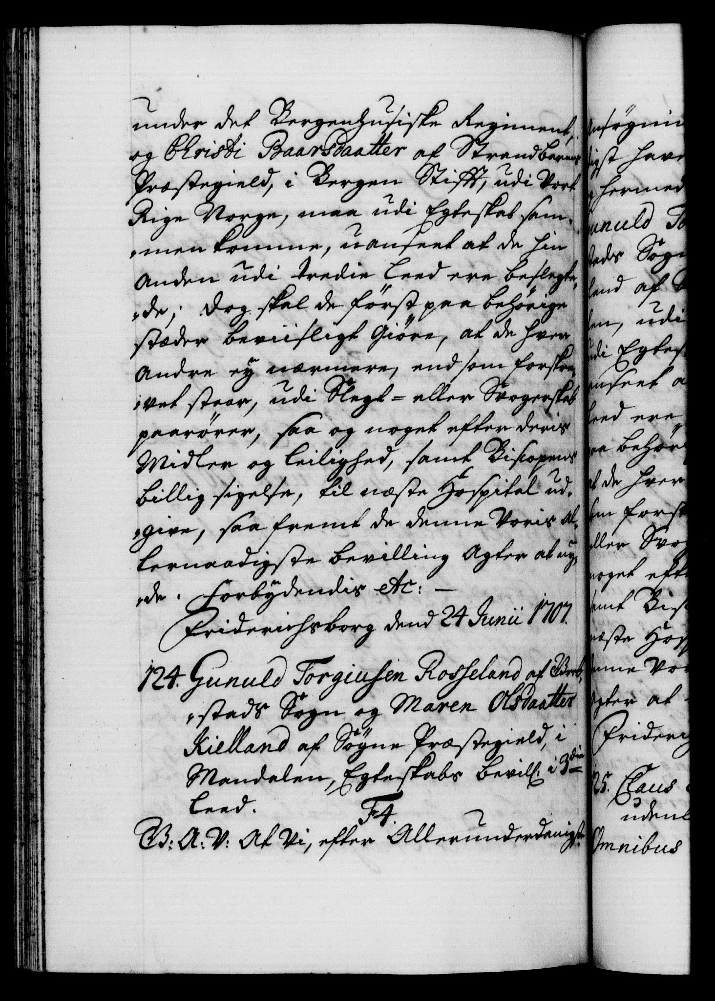 Danske Kanselli 1572-1799, AV/RA-EA-3023/F/Fc/Fca/Fcaa/L0019: Norske registre, 1704-1707, p. 562b