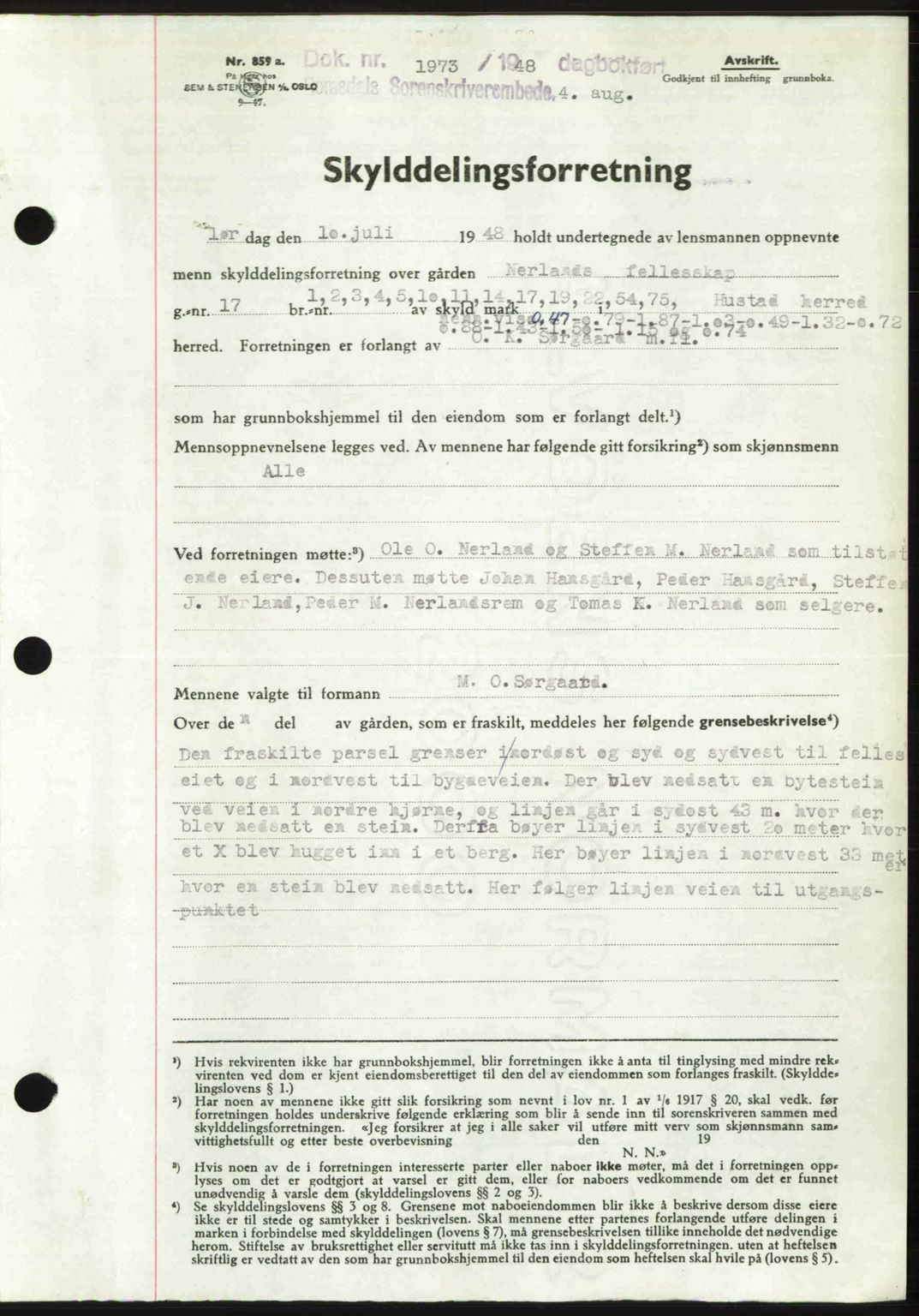 Romsdal sorenskriveri, AV/SAT-A-4149/1/2/2C: Mortgage book no. A26, 1948-1948, Diary no: : 1973/1948