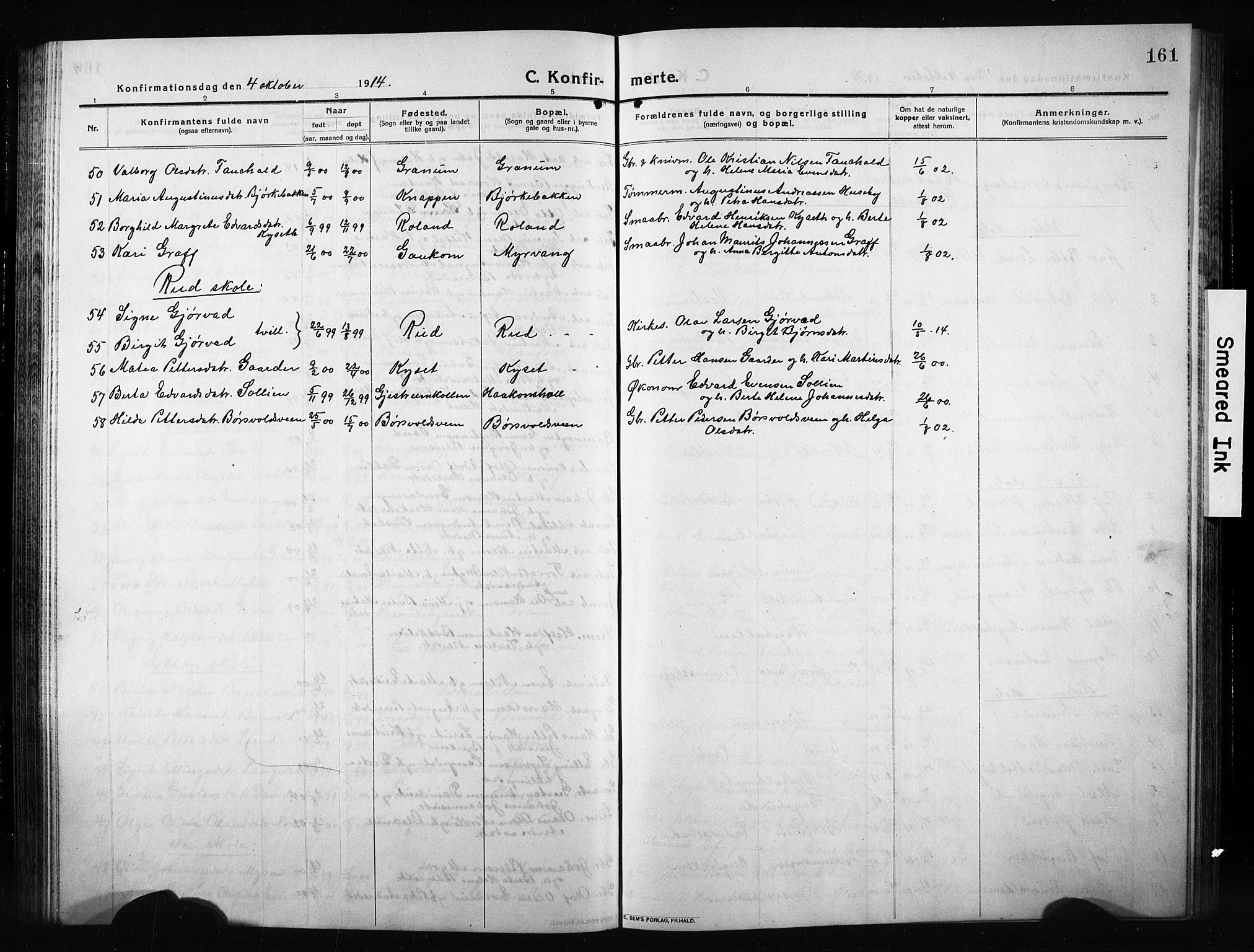 Vestre Toten prestekontor, SAH/PREST-108/H/Ha/Hab/L0012: Parish register (copy) no. 12, 1909-1928, p. 161