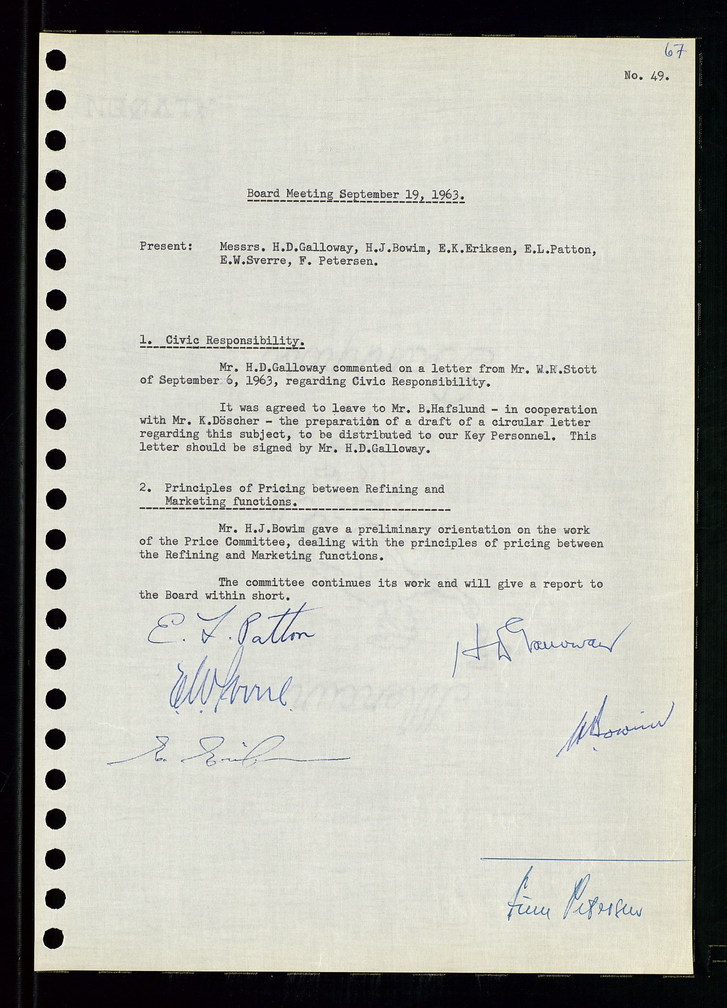 Pa 0982 - Esso Norge A/S, AV/SAST-A-100448/A/Aa/L0001/0004: Den administrerende direksjon Board minutes (styrereferater) / Den administrerende direksjon Board minutes (styrereferater), 1963-1964, p. 195