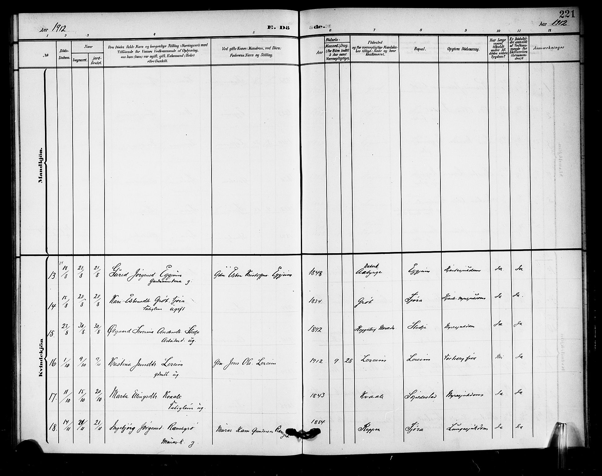 Sogndal sokneprestembete, AV/SAB-A-81301/H/Hab/Haba/L0002: Parish register (copy) no. A 2, 1908-1924, p. 221