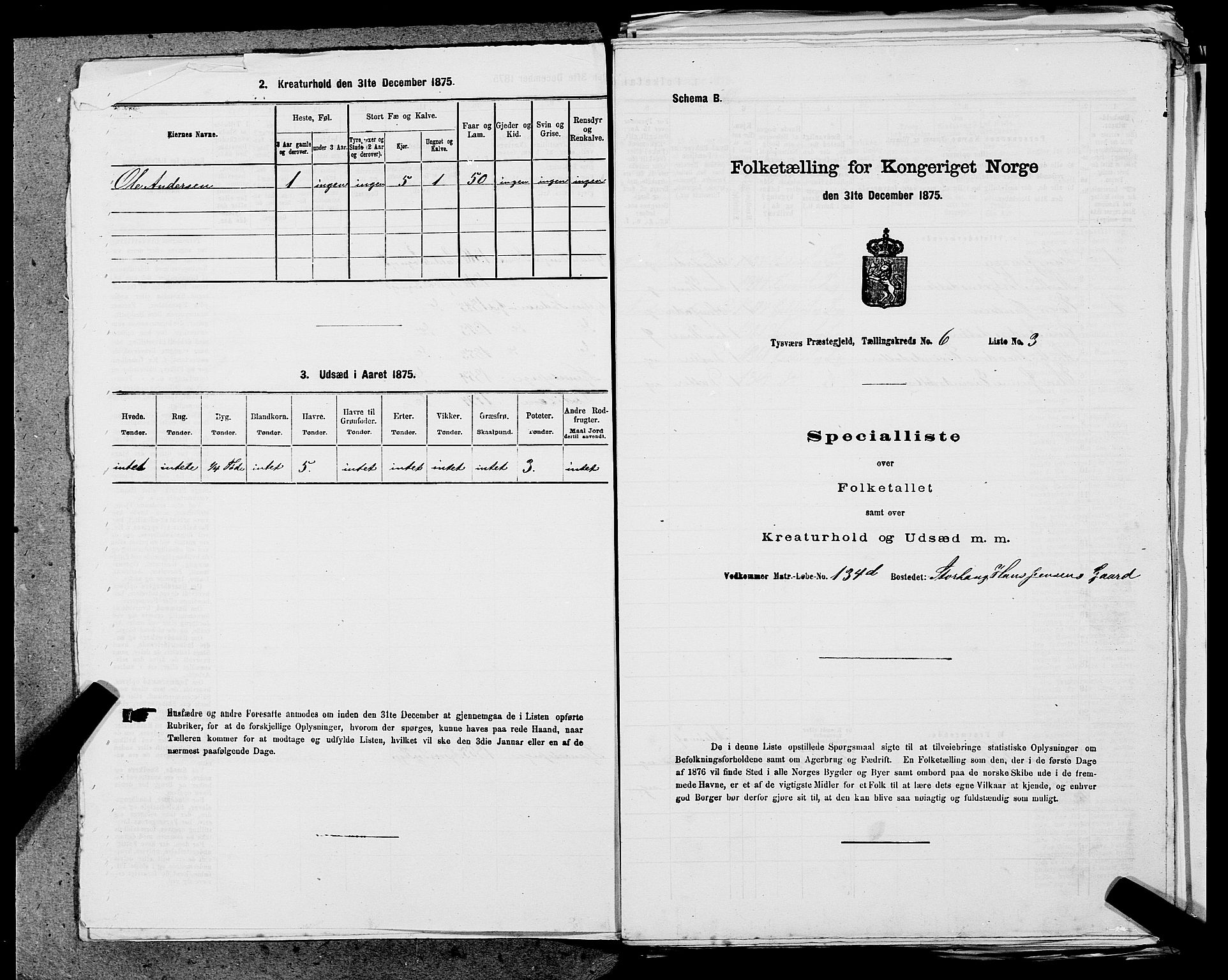 SAST, 1875 census for 1146P Tysvær, 1875, p. 656