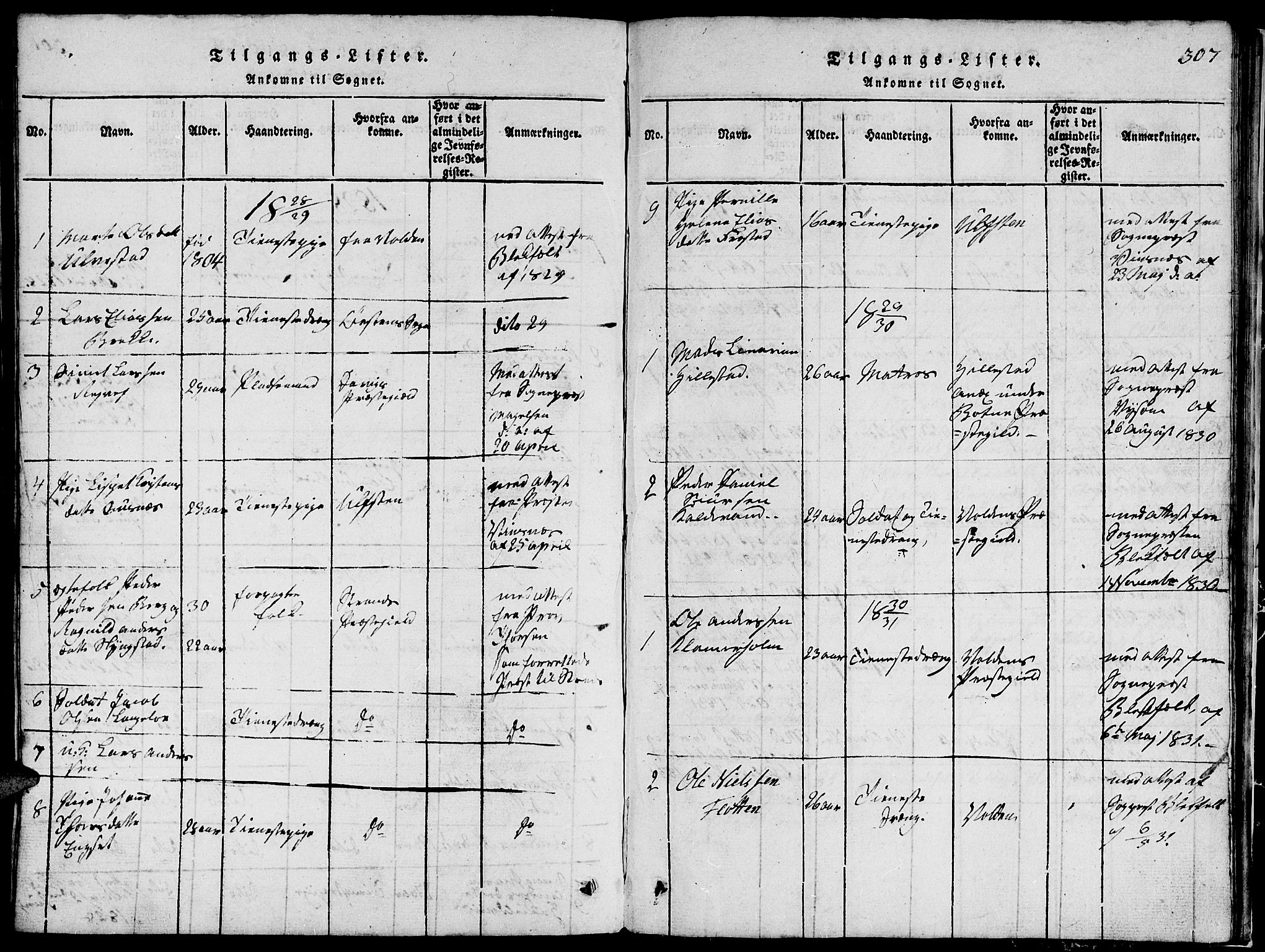 Ministerialprotokoller, klokkerbøker og fødselsregistre - Møre og Romsdal, AV/SAT-A-1454/507/L0078: Parish register (copy) no. 507C01, 1816-1840, p. 307