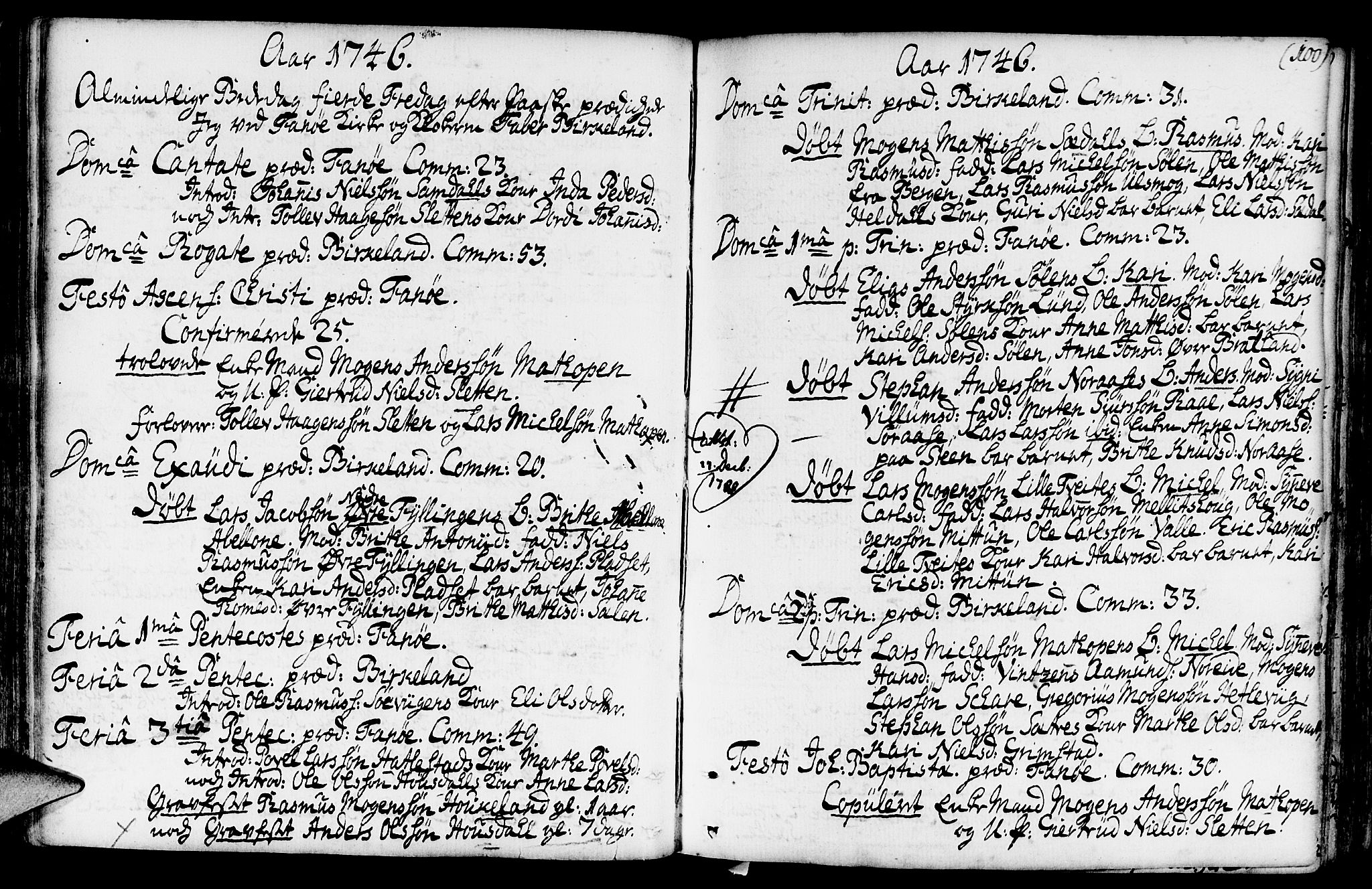 Fana Sokneprestembete, AV/SAB-A-75101/H/Haa/Haaa/L0003: Parish register (official) no. A 3, 1736-1757, p. 100
