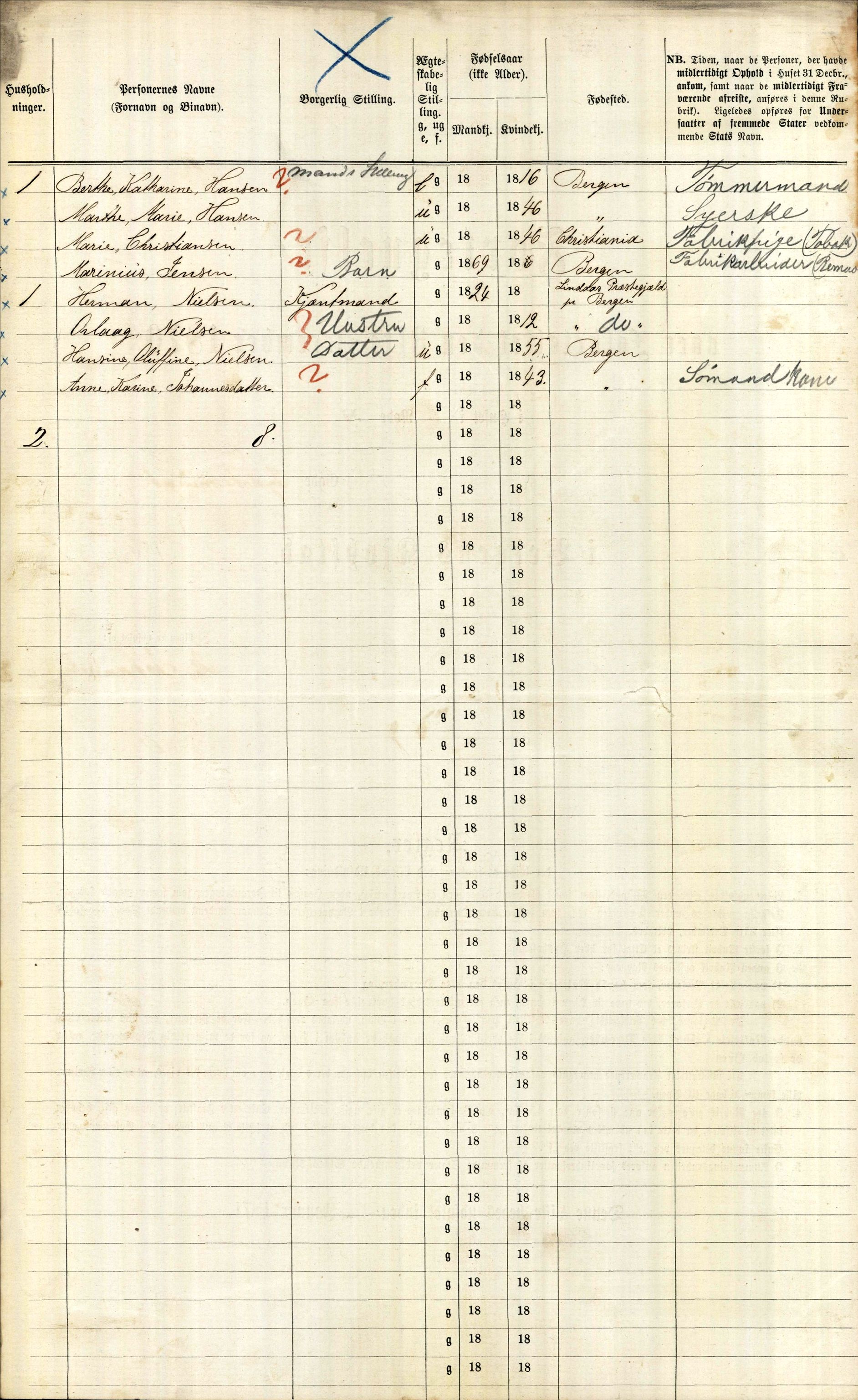 RA, 1870 census for 1301 Bergen, 1870