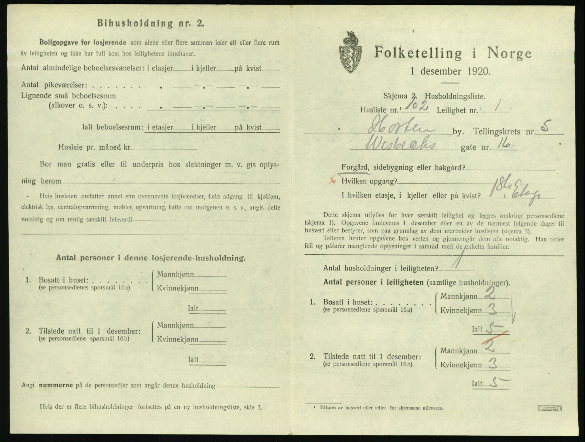 SAKO, 1920 census for Horten, 1920, p. 6029