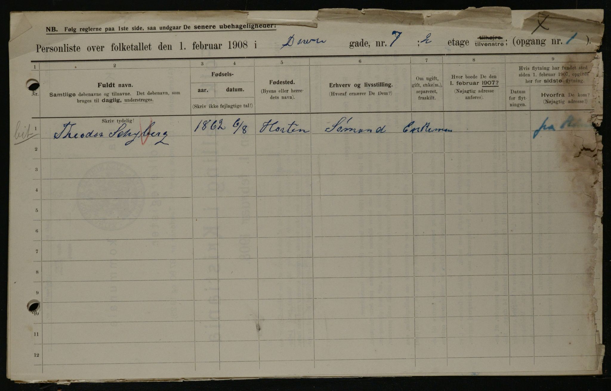 OBA, Municipal Census 1908 for Kristiania, 1908, p. 15063