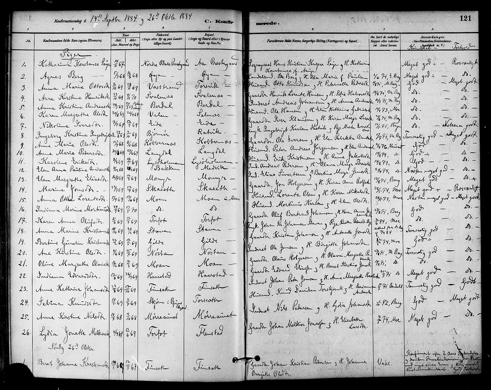 Ministerialprotokoller, klokkerbøker og fødselsregistre - Sør-Trøndelag, SAT/A-1456/655/L0680: Parish register (official) no. 655A09, 1880-1894, p. 121