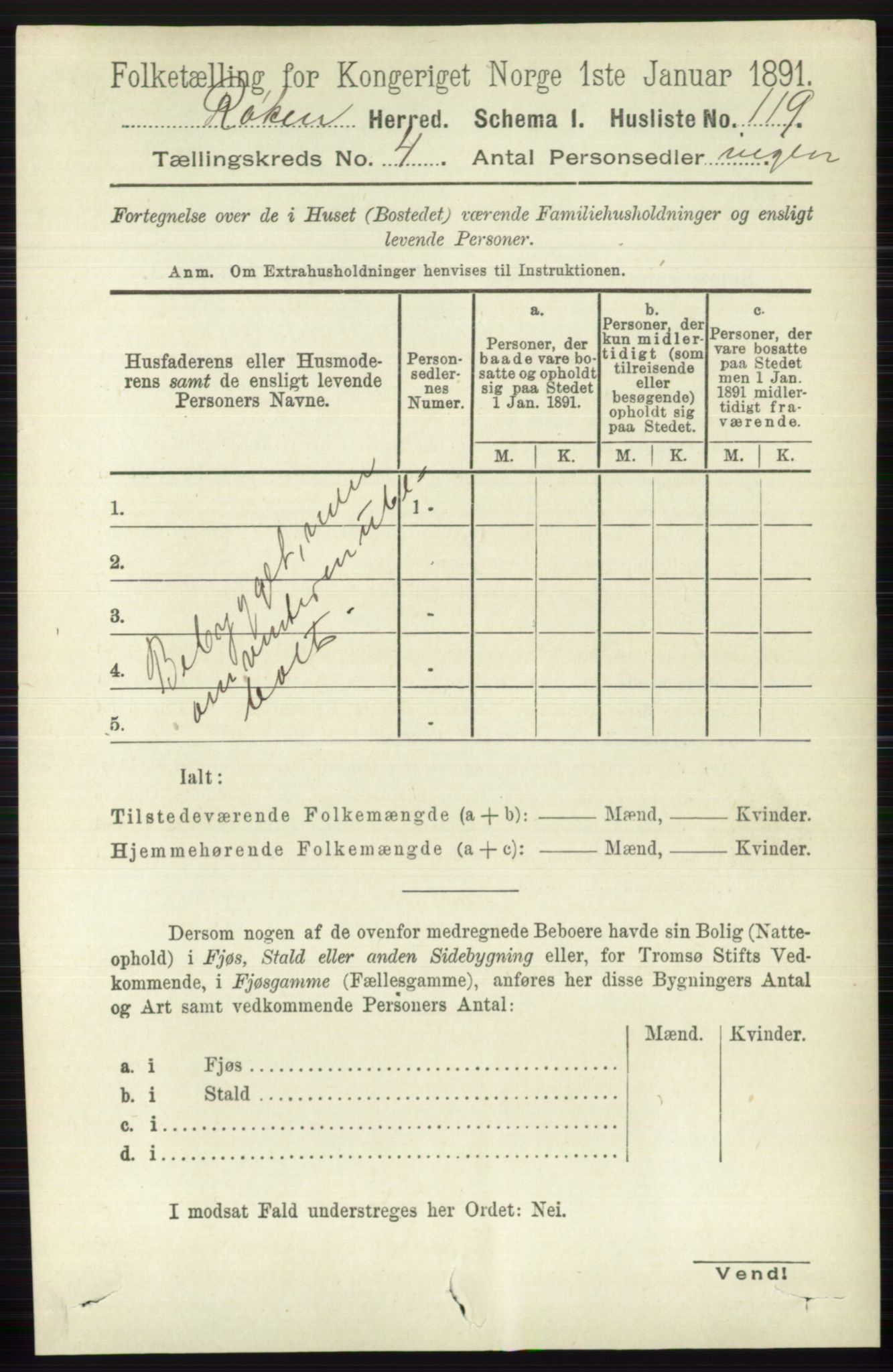 RA, 1891 census for 0627 Røyken, 1891, p. 1853