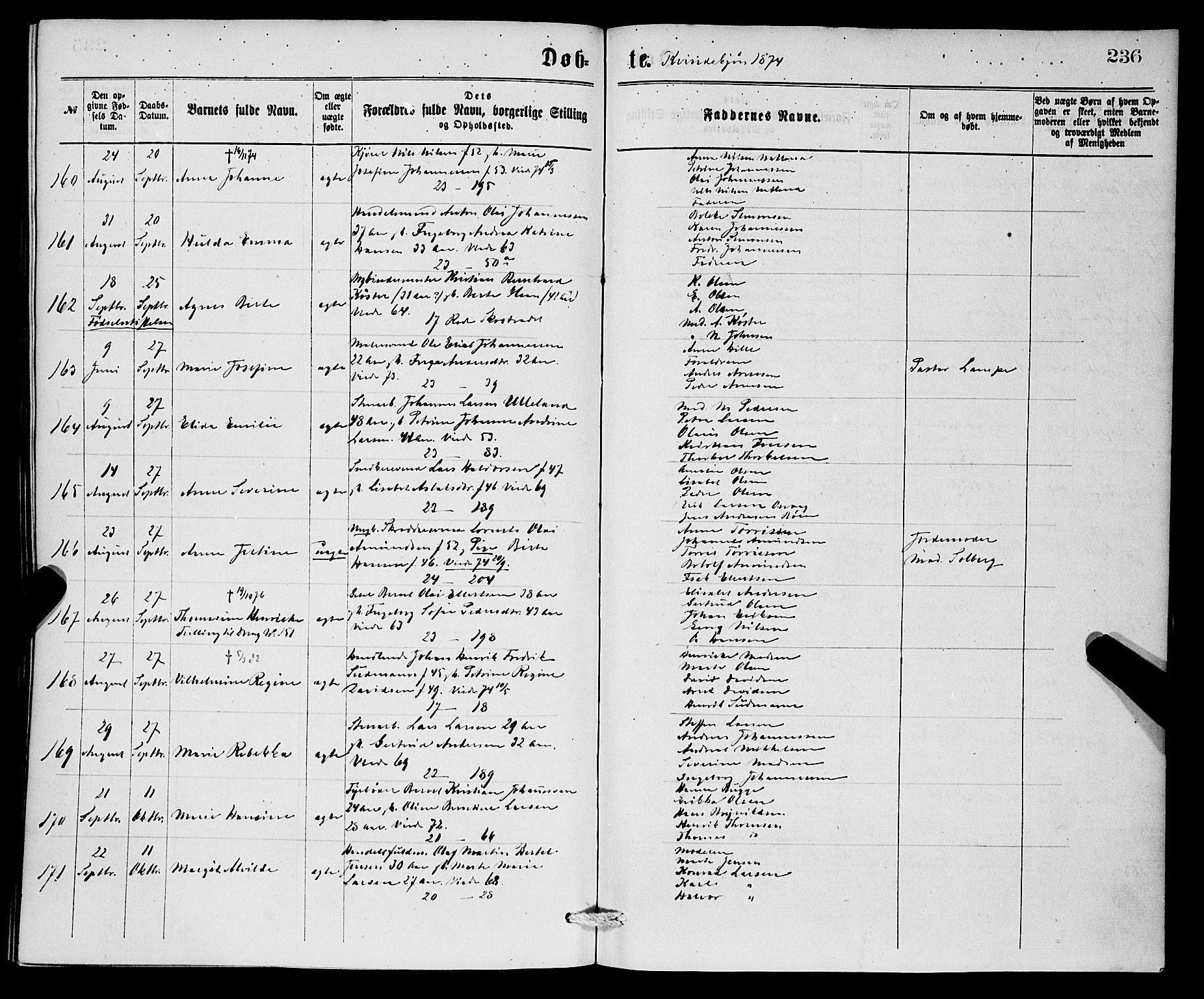 Korskirken sokneprestembete, SAB/A-76101/H/Hab: Parish register (copy) no. B 6, 1869-1874, p. 236