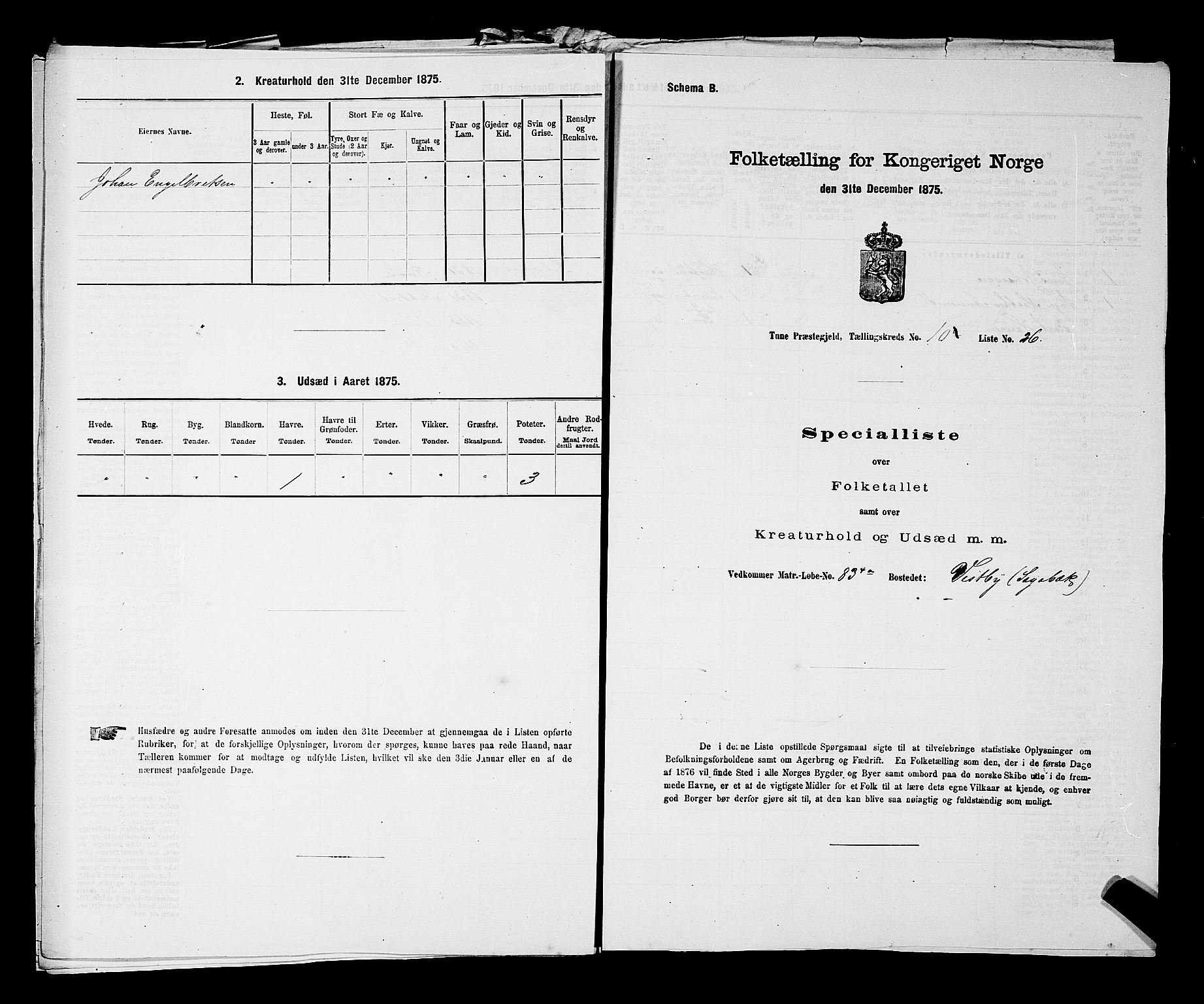 RA, 1875 census for 0130P Tune, 1875, p. 1693