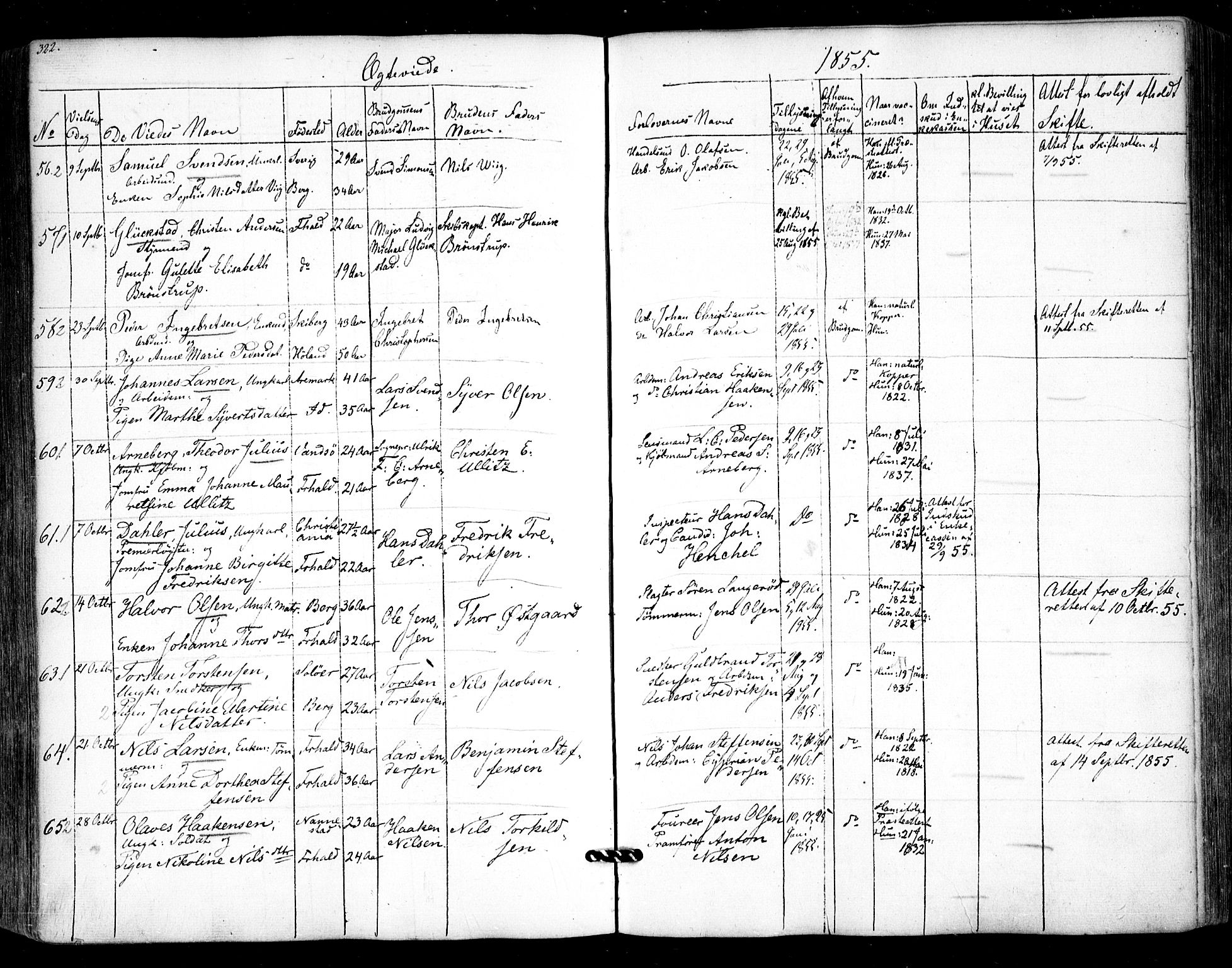 Halden prestekontor Kirkebøker, SAO/A-10909/F/Fa/L0006: Parish register (official) no. I 6, 1845-1856, p. 322