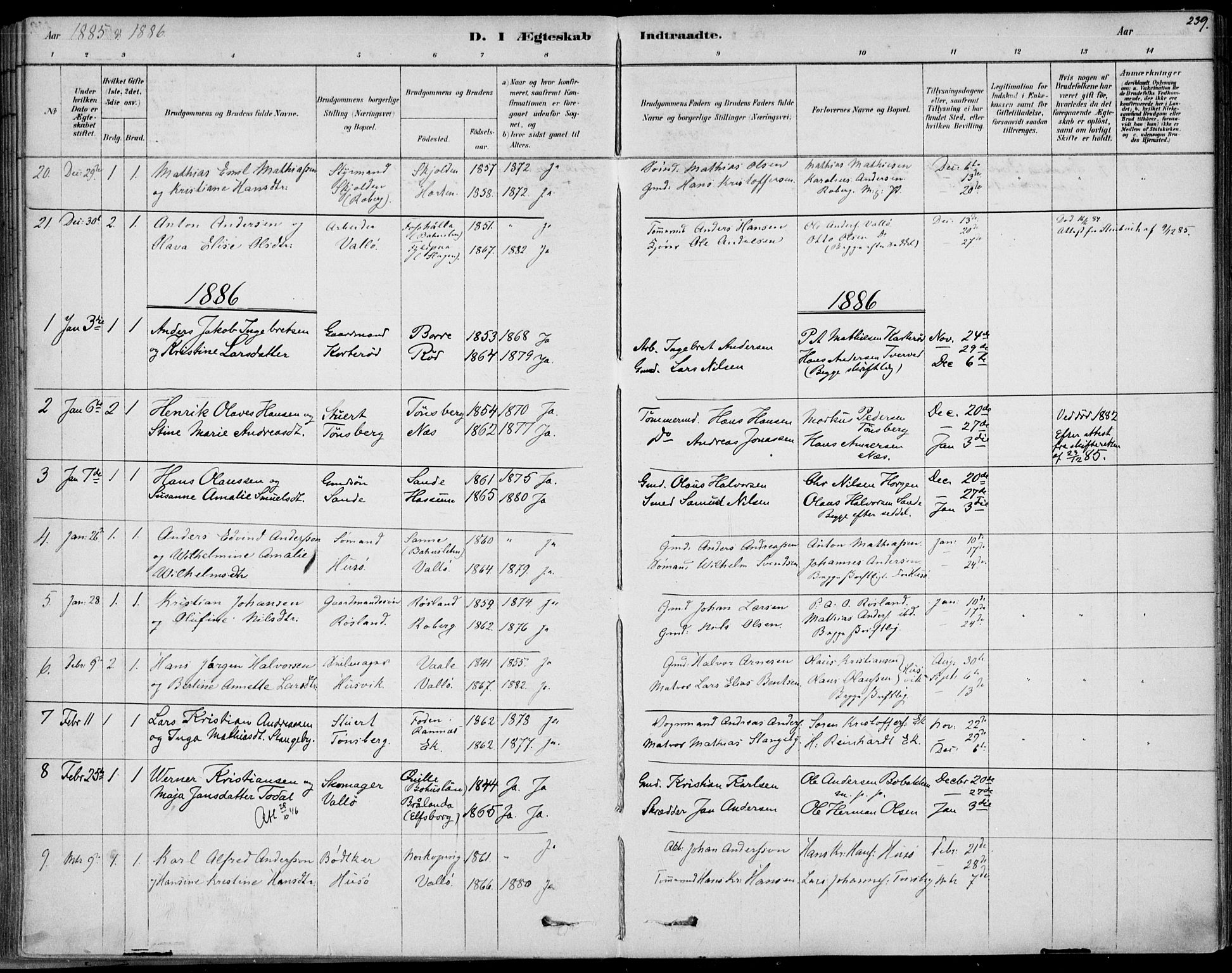 Sem kirkebøker, SAKO/A-5/F/Fb/L0004: Parish register (official) no. II 4, 1878-1891, p. 239