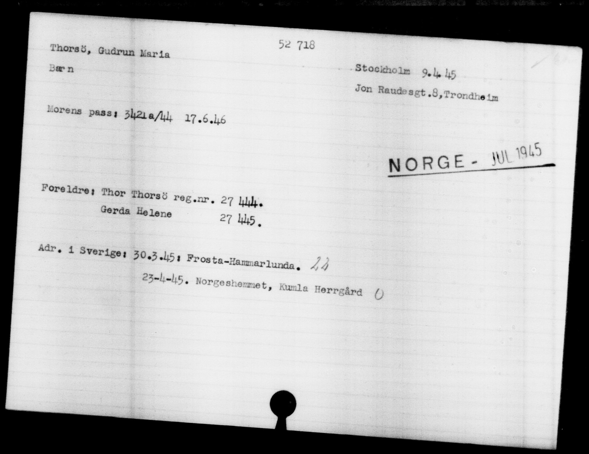 Utenriksstasjonene, Legasjonen i Stockholm, Flyktningkontoret, AV/RA-S-6753/V/Va/L0019: Kjesäterkartoteket, flyktninger med registreringsnr. 49600-55060, 1940-1945, p. 2190