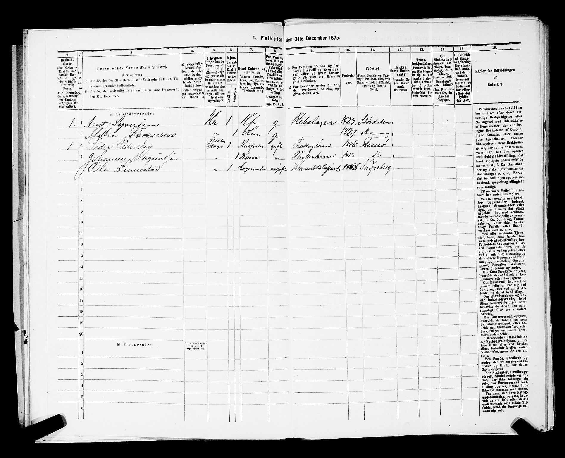 RA, 1875 census for 0102P Sarpsborg, 1875, p. 26