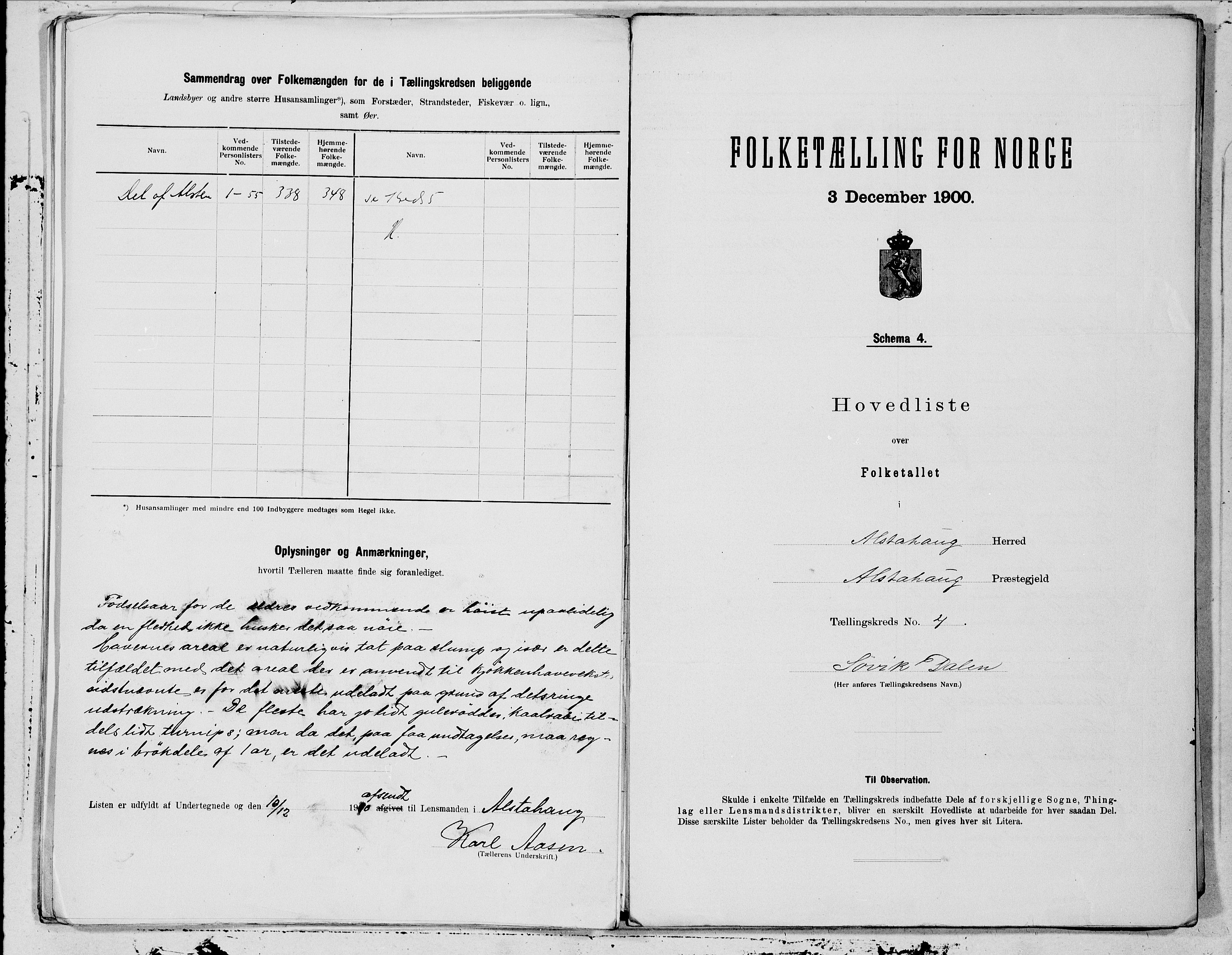 SAT, 1900 census for Alstahaug, 1900, p. 8