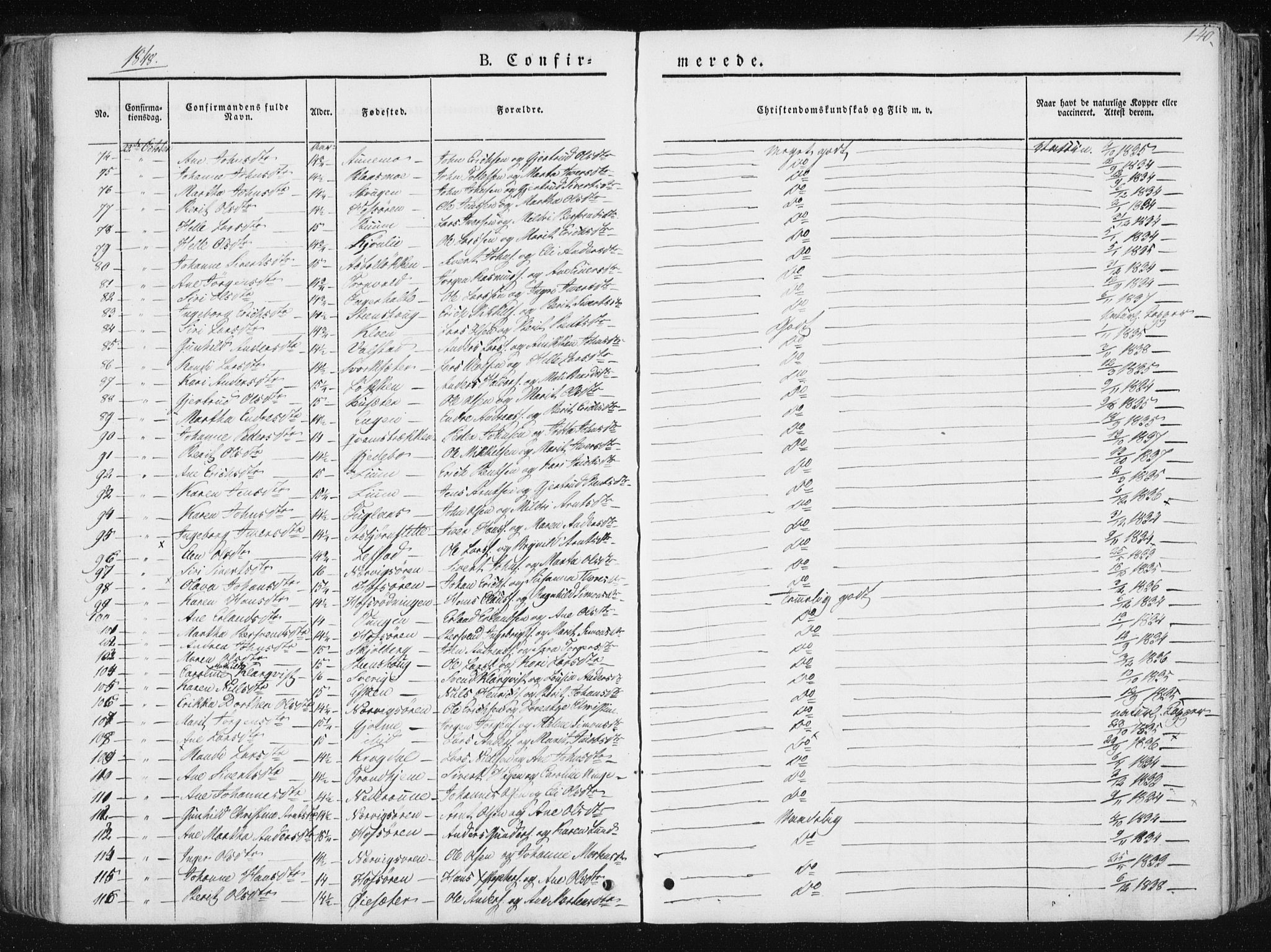 Ministerialprotokoller, klokkerbøker og fødselsregistre - Sør-Trøndelag, AV/SAT-A-1456/668/L0805: Parish register (official) no. 668A05, 1840-1853, p. 140