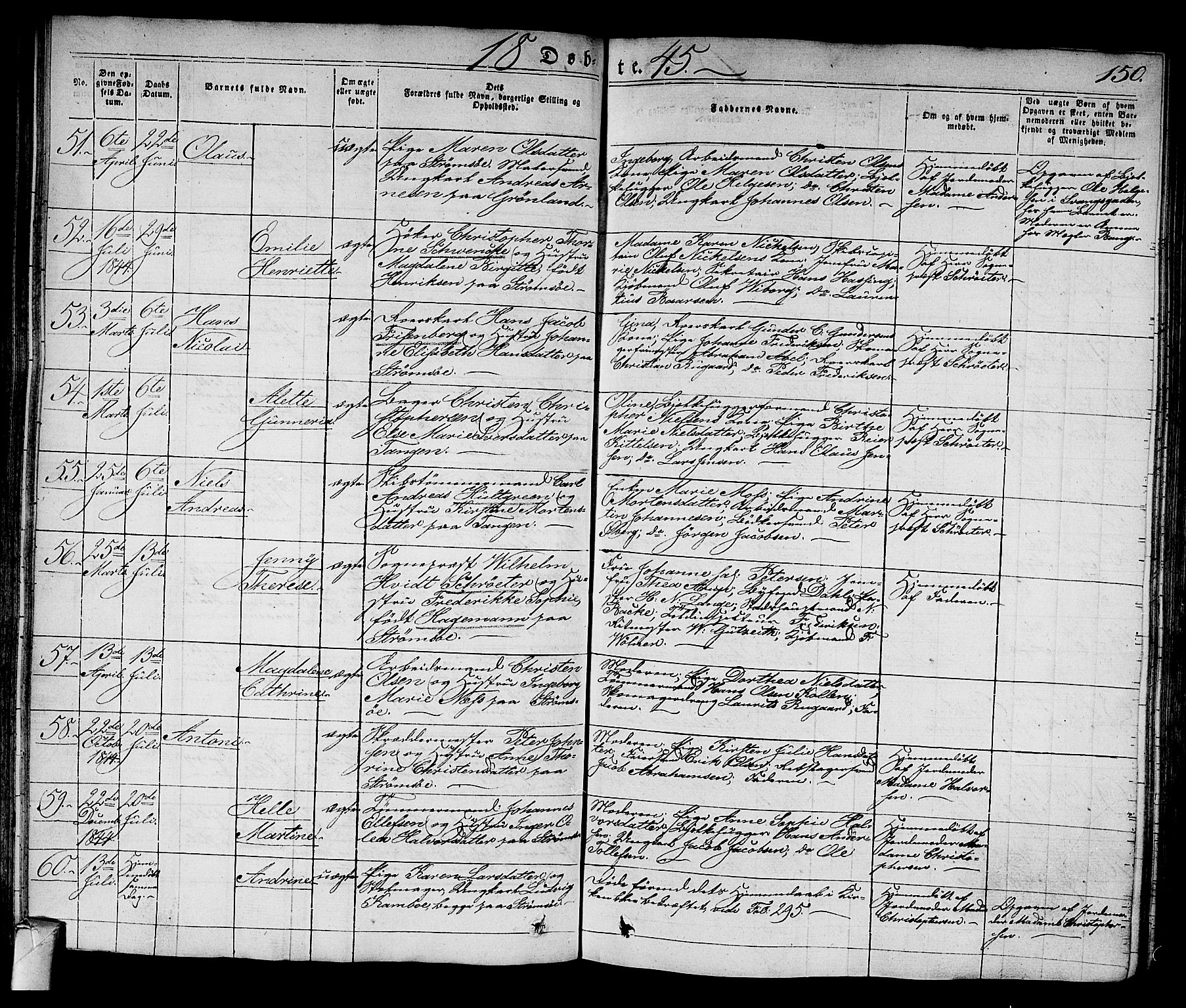 Strømsø kirkebøker, AV/SAKO-A-246/F/Fa/L0012: Parish register (official) no. I 12, 1830-1847, p. 150