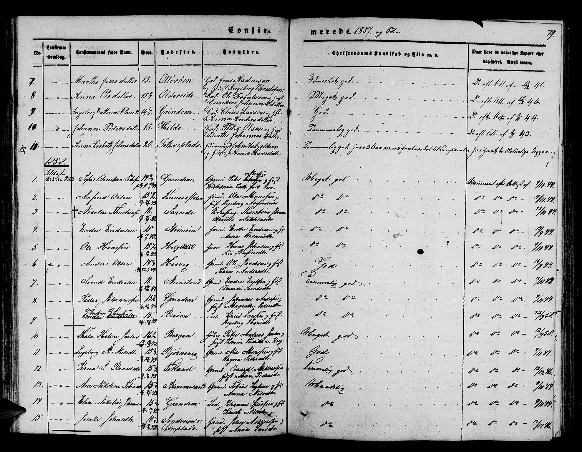 Finnås sokneprestembete, SAB/A-99925/H/Ha/Hab/Haba/L0001: Parish register (copy) no. A 1, 1851-1873, p. 79