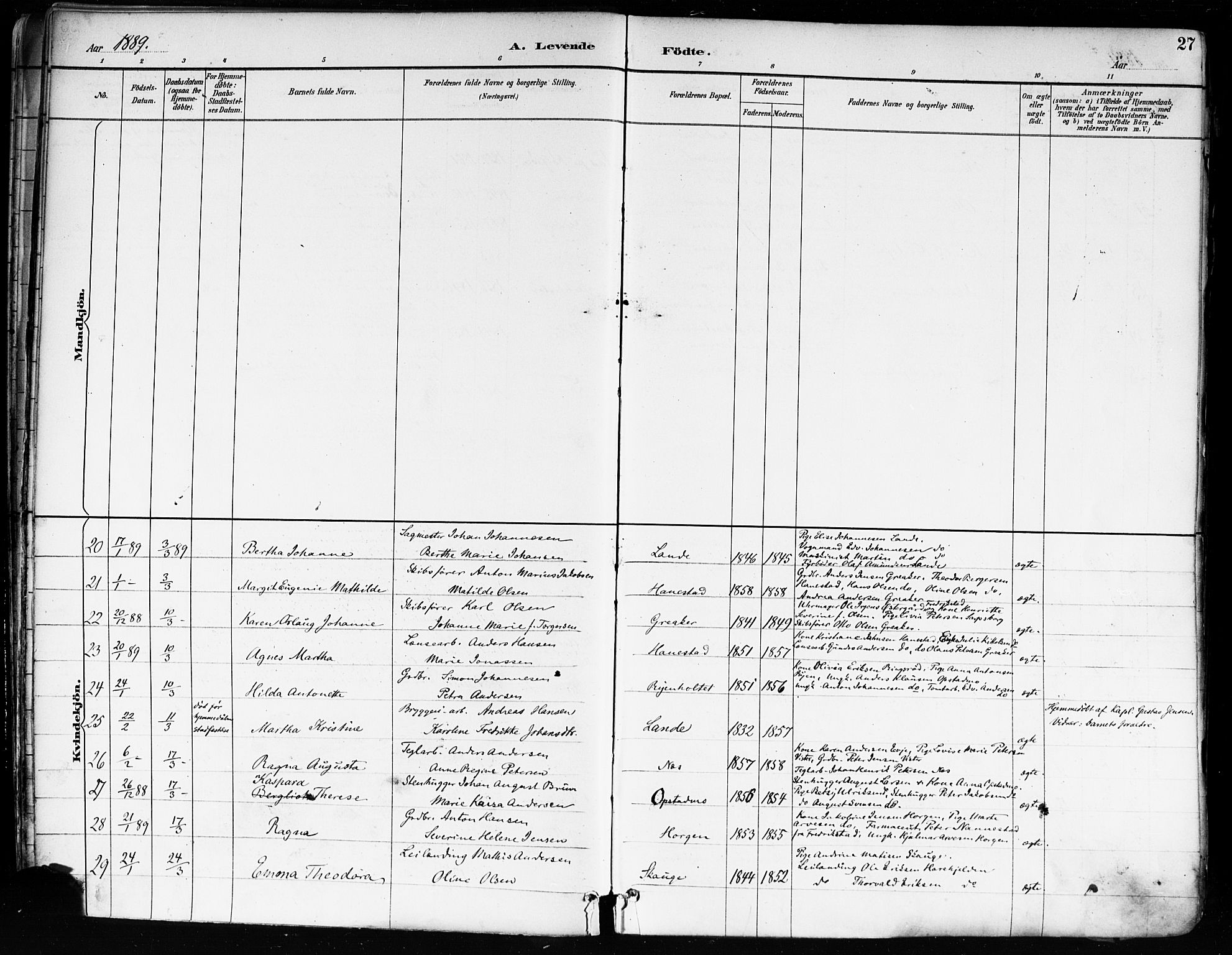 Tune prestekontor Kirkebøker, AV/SAO-A-2007/F/Fa/L0018: Parish register (official) no. 18, 1887-1898, p. 27