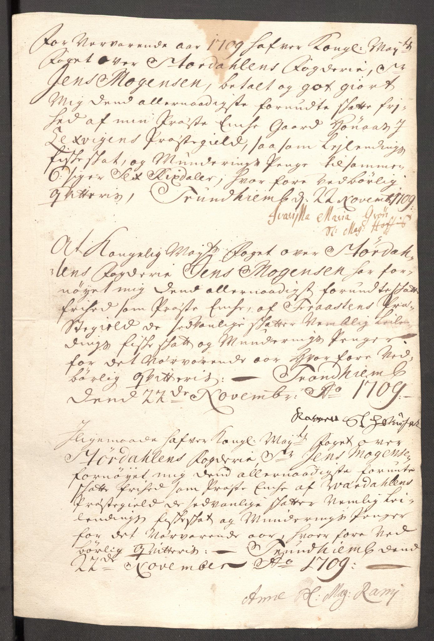 Rentekammeret inntil 1814, Reviderte regnskaper, Fogderegnskap, AV/RA-EA-4092/R62/L4199: Fogderegnskap Stjørdal og Verdal, 1709, p. 211