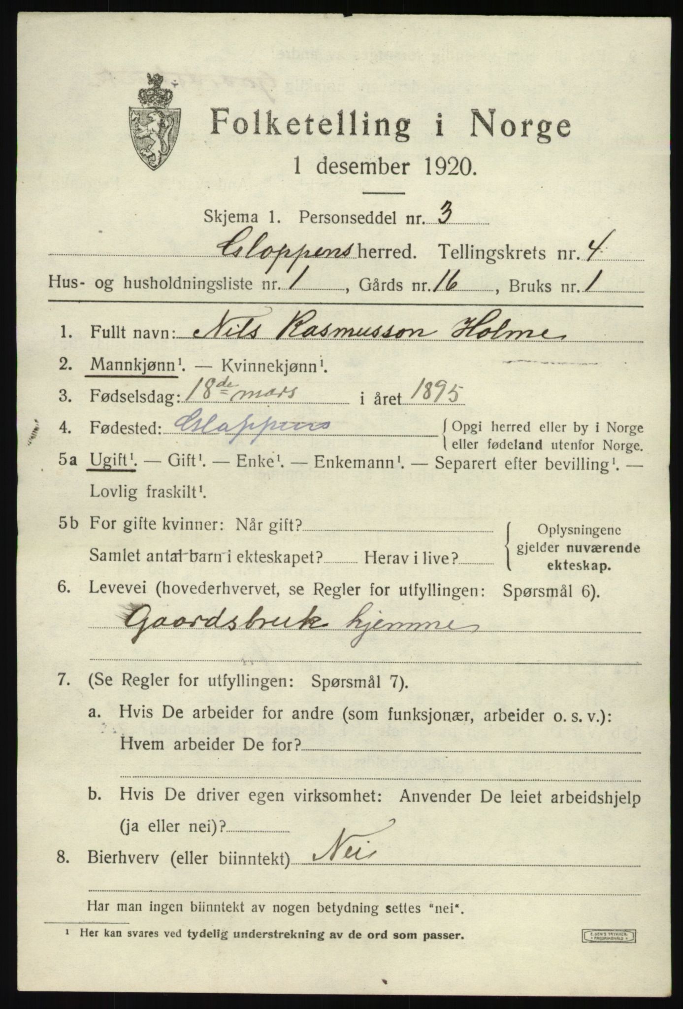 SAB, 1920 census for Gloppen, 1920, p. 2768