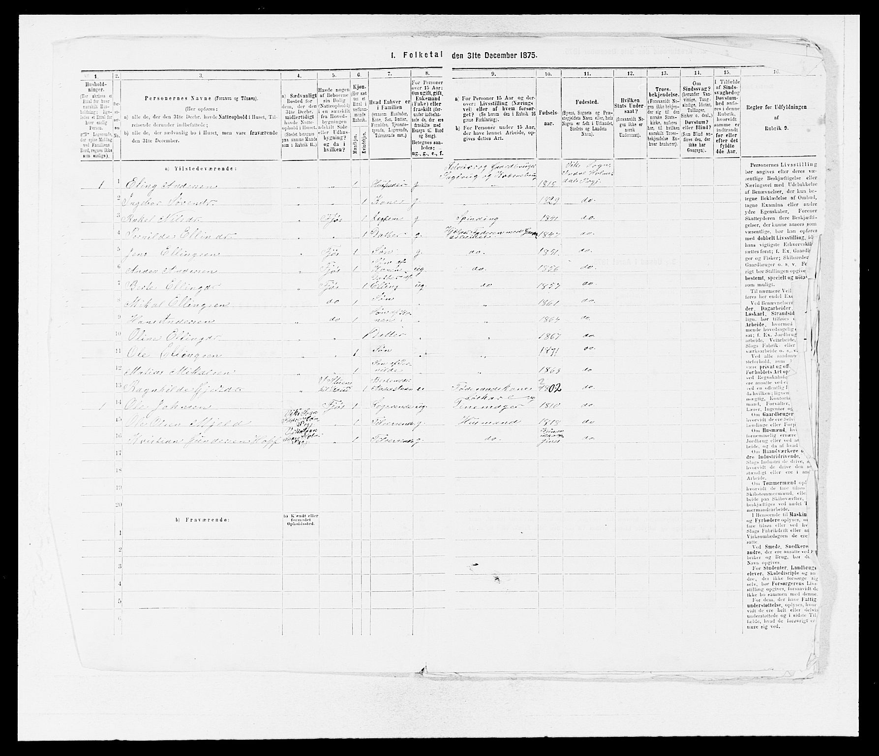 SAB, 1875 census for 1430P Indre Holmedal, 1875, p. 858