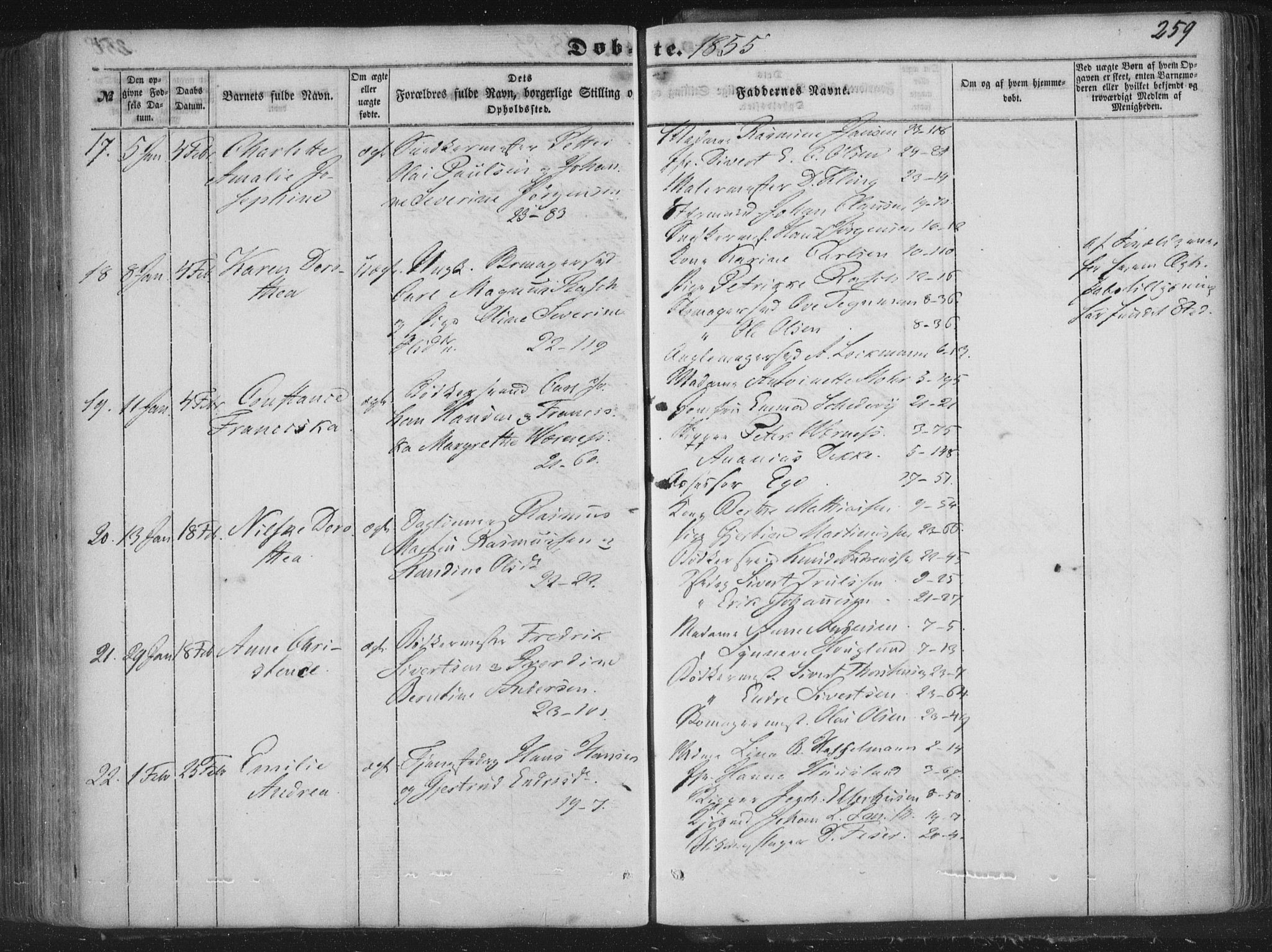 Korskirken sokneprestembete, AV/SAB-A-76101/H/Haa/L0017: Parish register (official) no. B 3, 1851-1857, p. 259