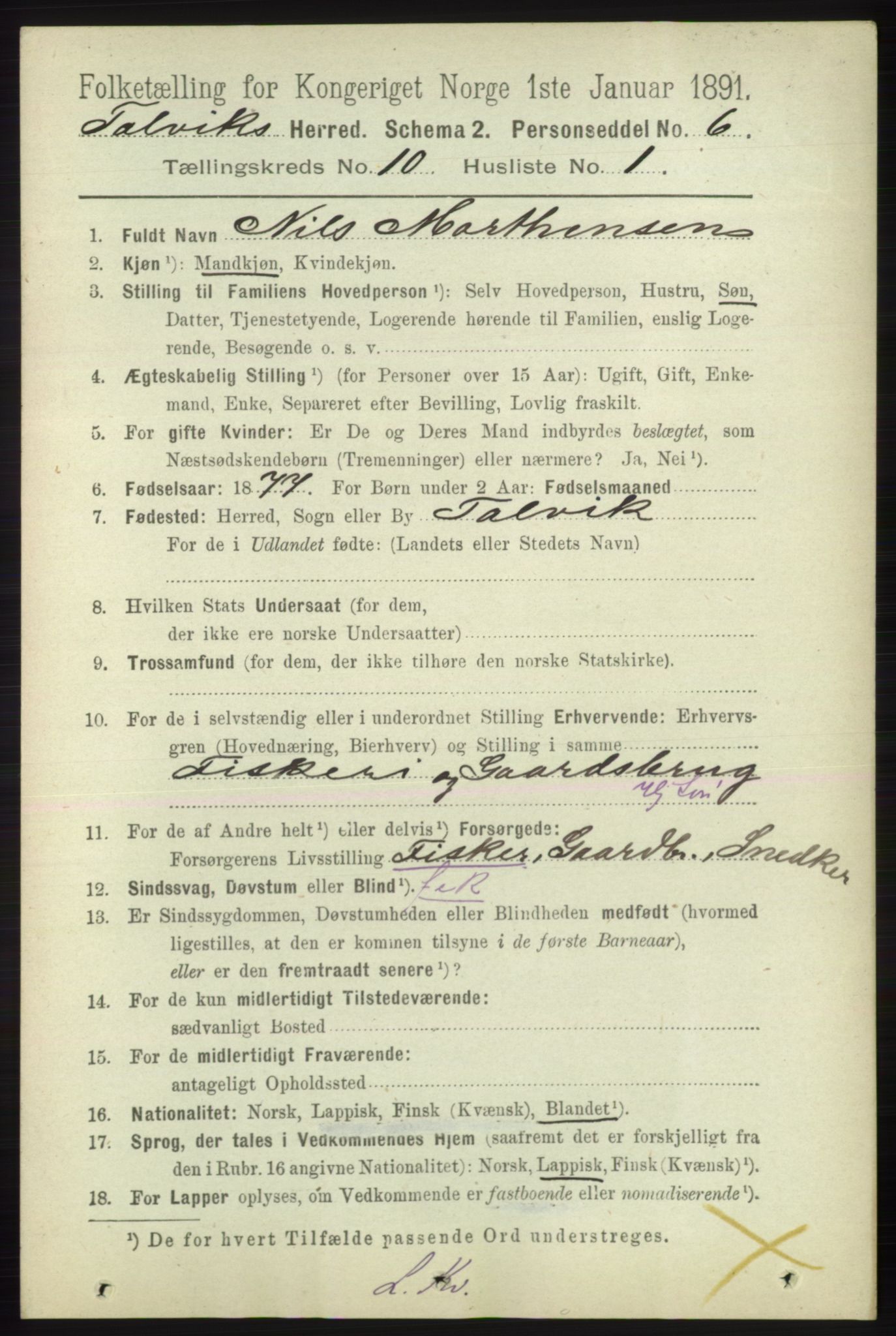 RA, 1891 census for 2013 Talvik, 1891, p. 2340