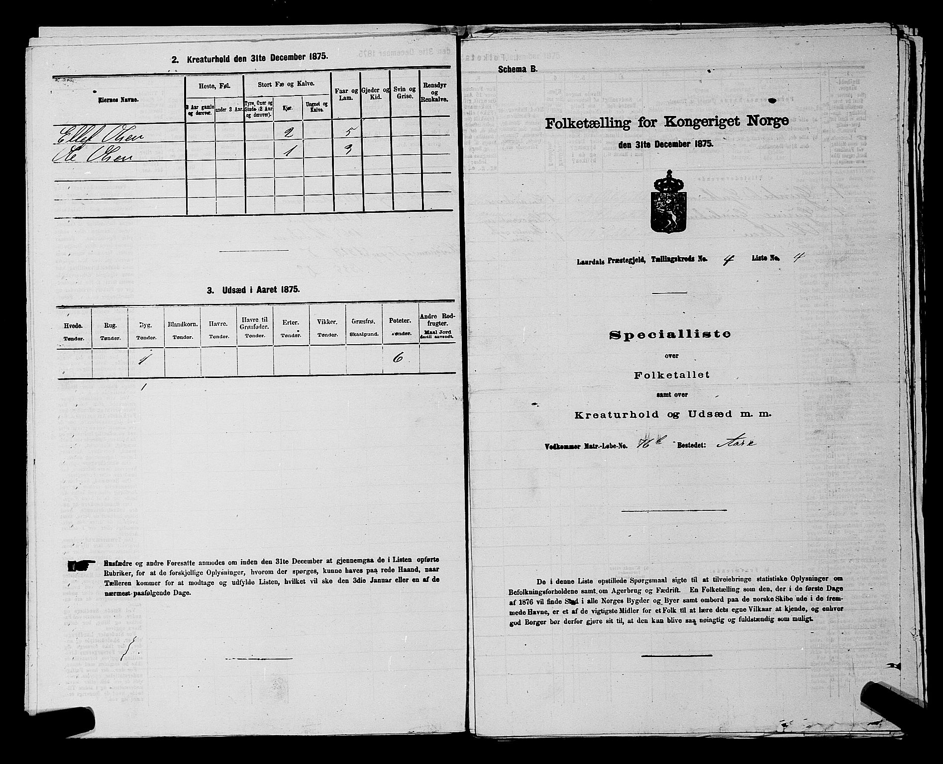 SAKO, 1875 census for 0833P Lårdal, 1875, p. 421